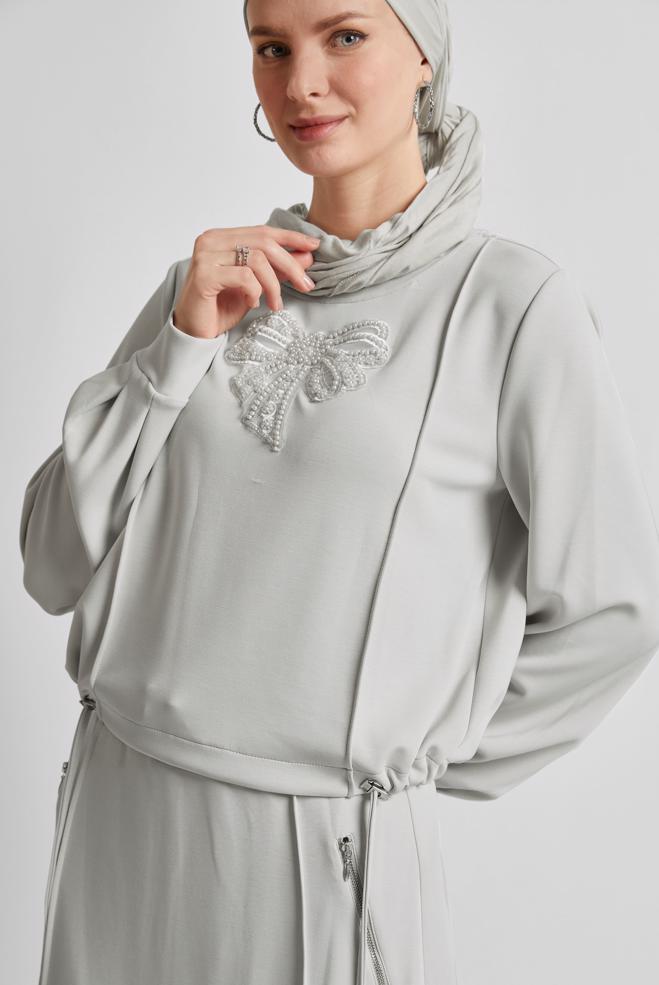 Hijab-Kleidung BEIGE TRAININGSANZUG-SET MIT ROCK 45572 - ALVİNA