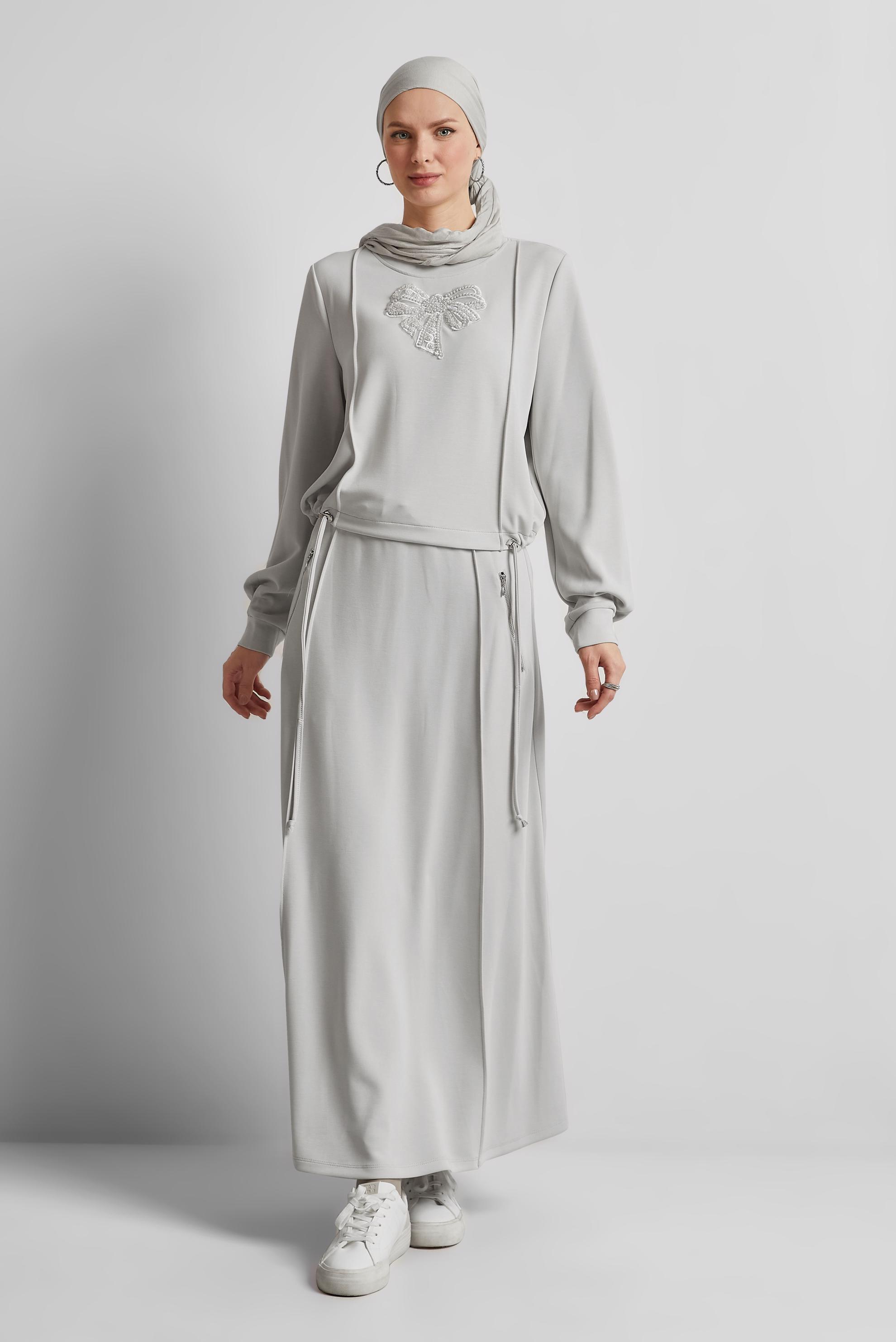 Tesettür giyim BEJ ETEKLİ EŞOFMAN TAKIMI 45572