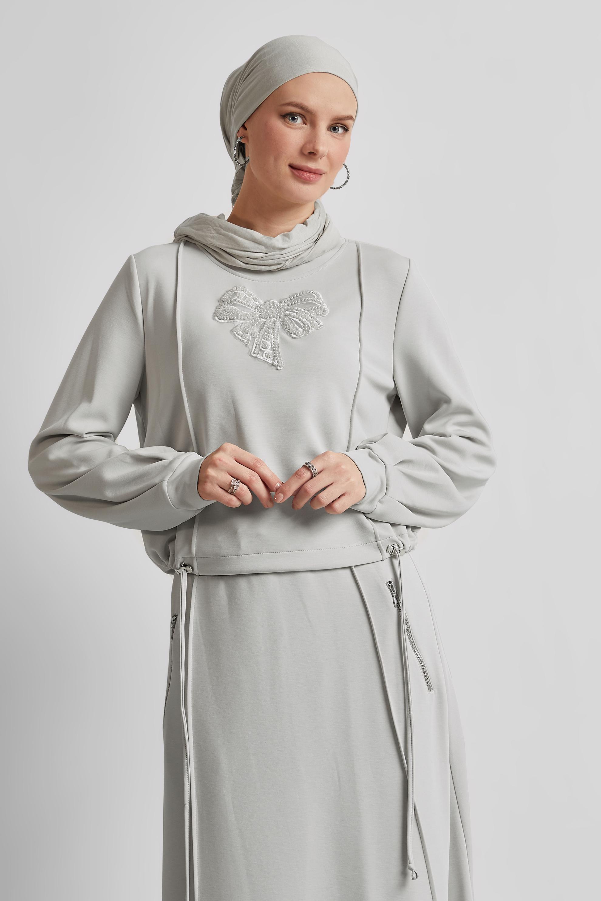 Tesettür giyim BEJ ETEKLİ EŞOFMAN TAKIMI 45572