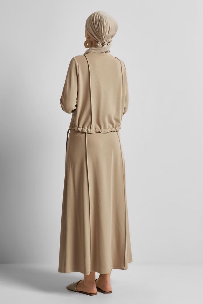 Hijab-Kleidung BRAUN TRAININGSANZUG-SET MIT ROCK 45572 - ALVİNA