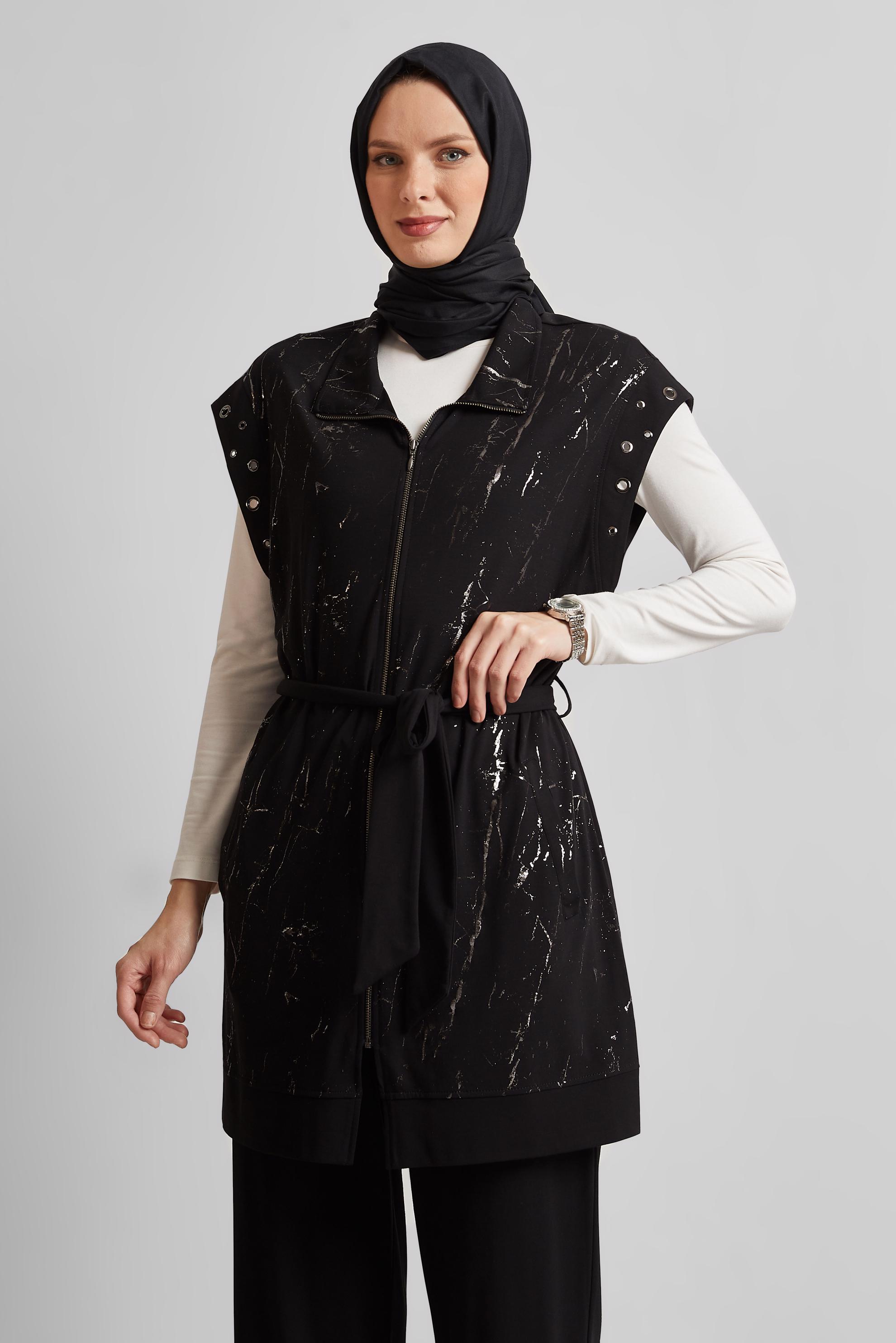 Vêtements hijab NOIR ENSEMBLE DE SURVÊTEMENT CEINTURÉ 45573