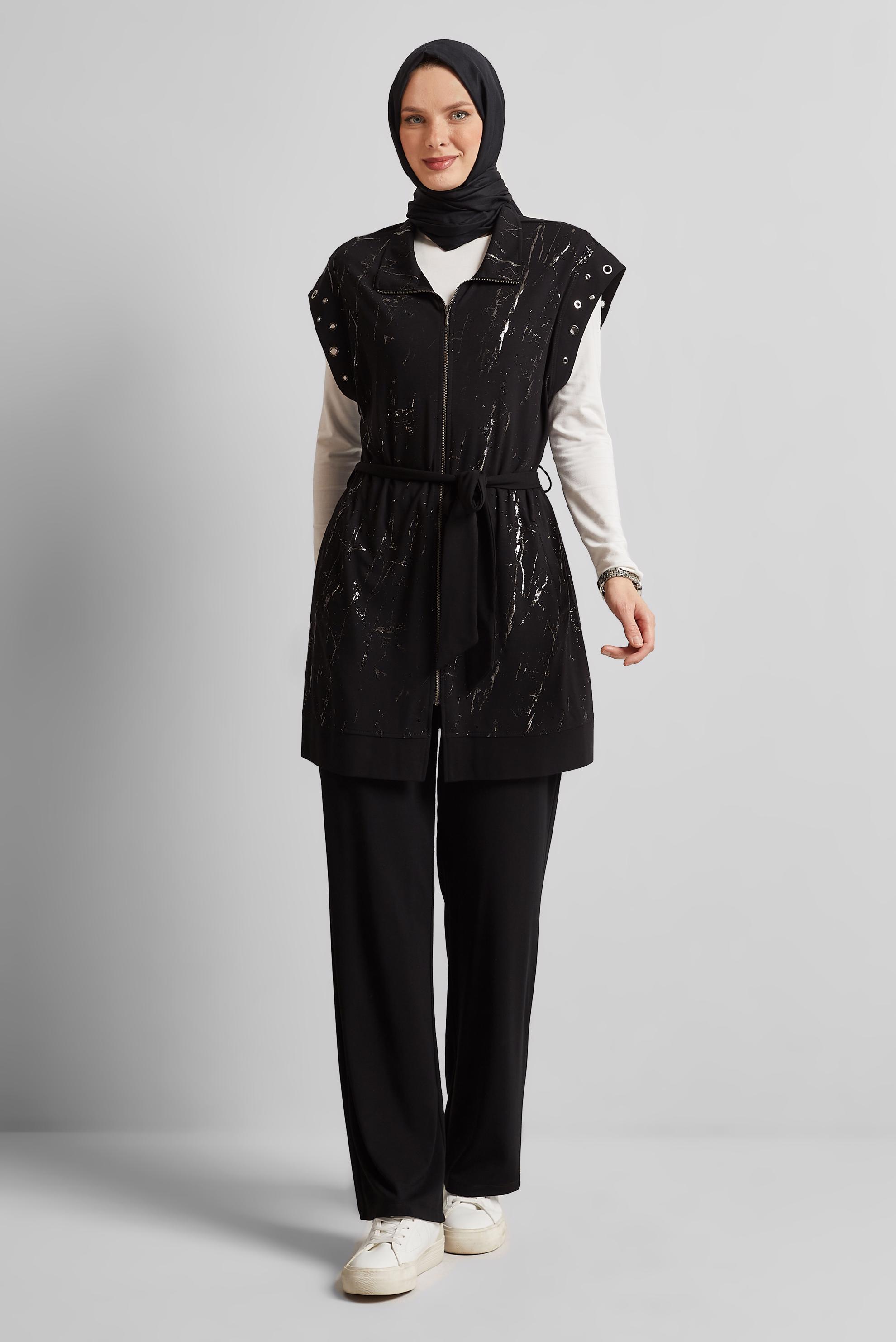 Vêtements hijab NOIR ENSEMBLE DE SURVÊTEMENT CEINTURÉ 45573