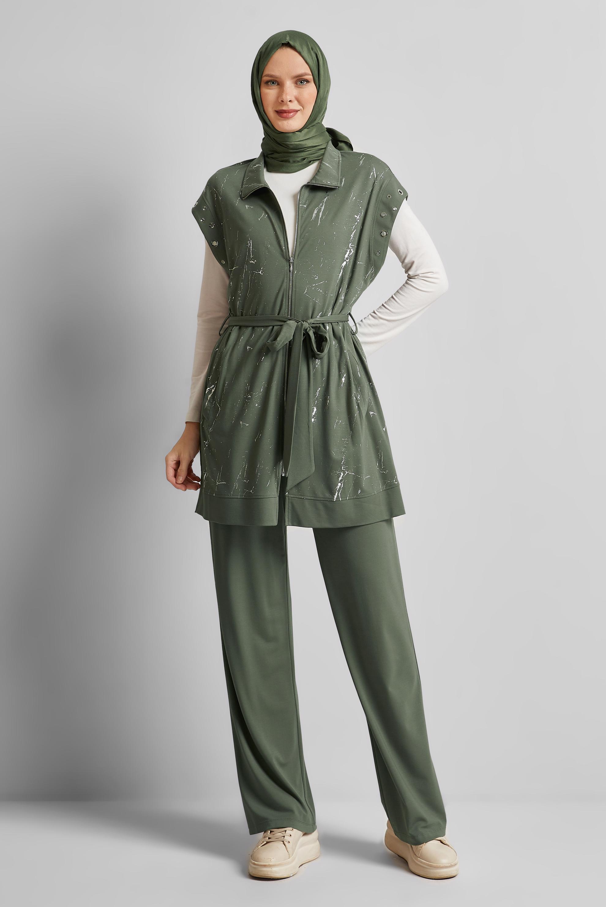 Vêtements hijab KAKI ENSEMBLE DE SURVÊTEMENT CEINTURÉ 45573