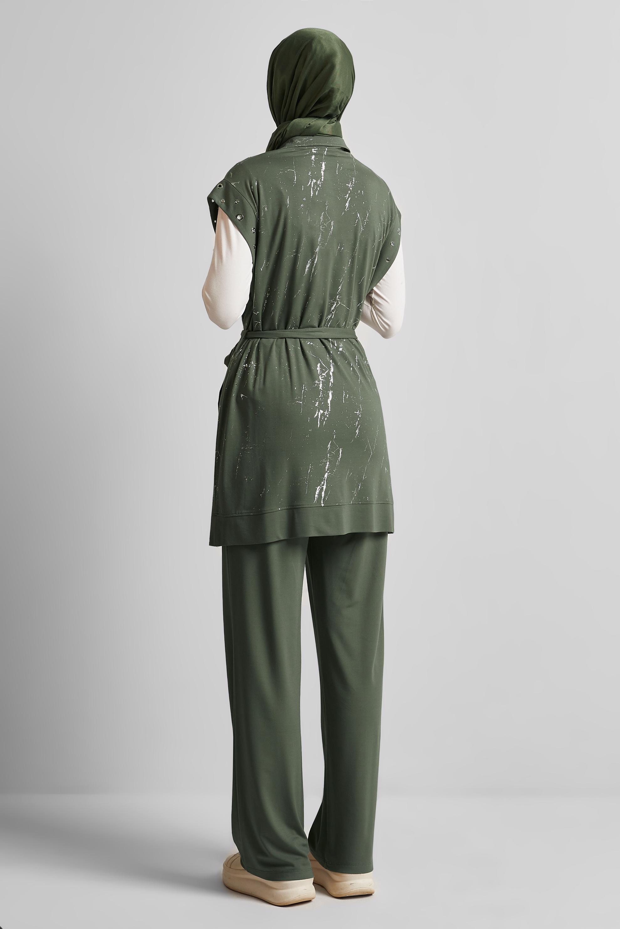 Vêtements hijab KAKI ENSEMBLE DE SURVÊTEMENT CEINTURÉ 45573