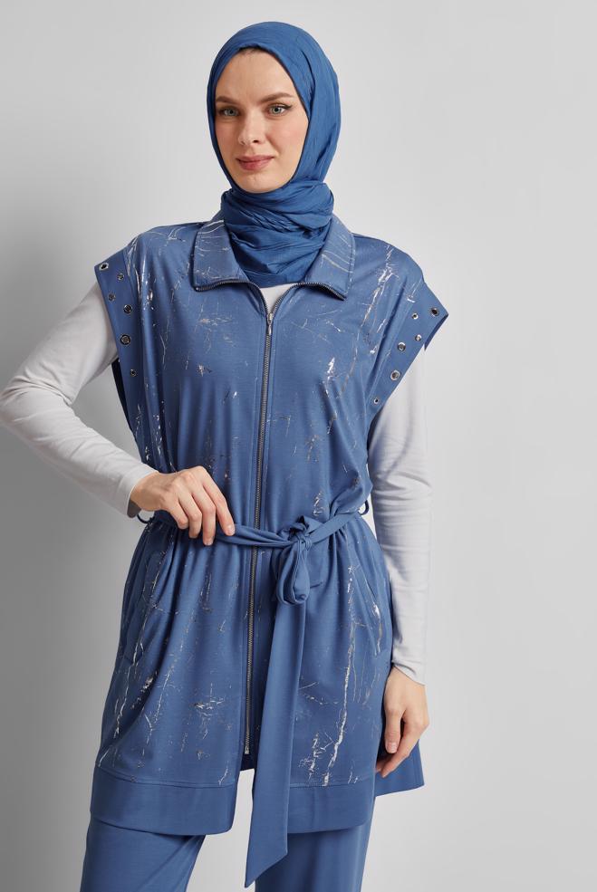 Vêtements hijab BLEU MARINE ENSEMBLE DE SURVÊTEMENT CEINTURÉ 45573 - ALVİNA