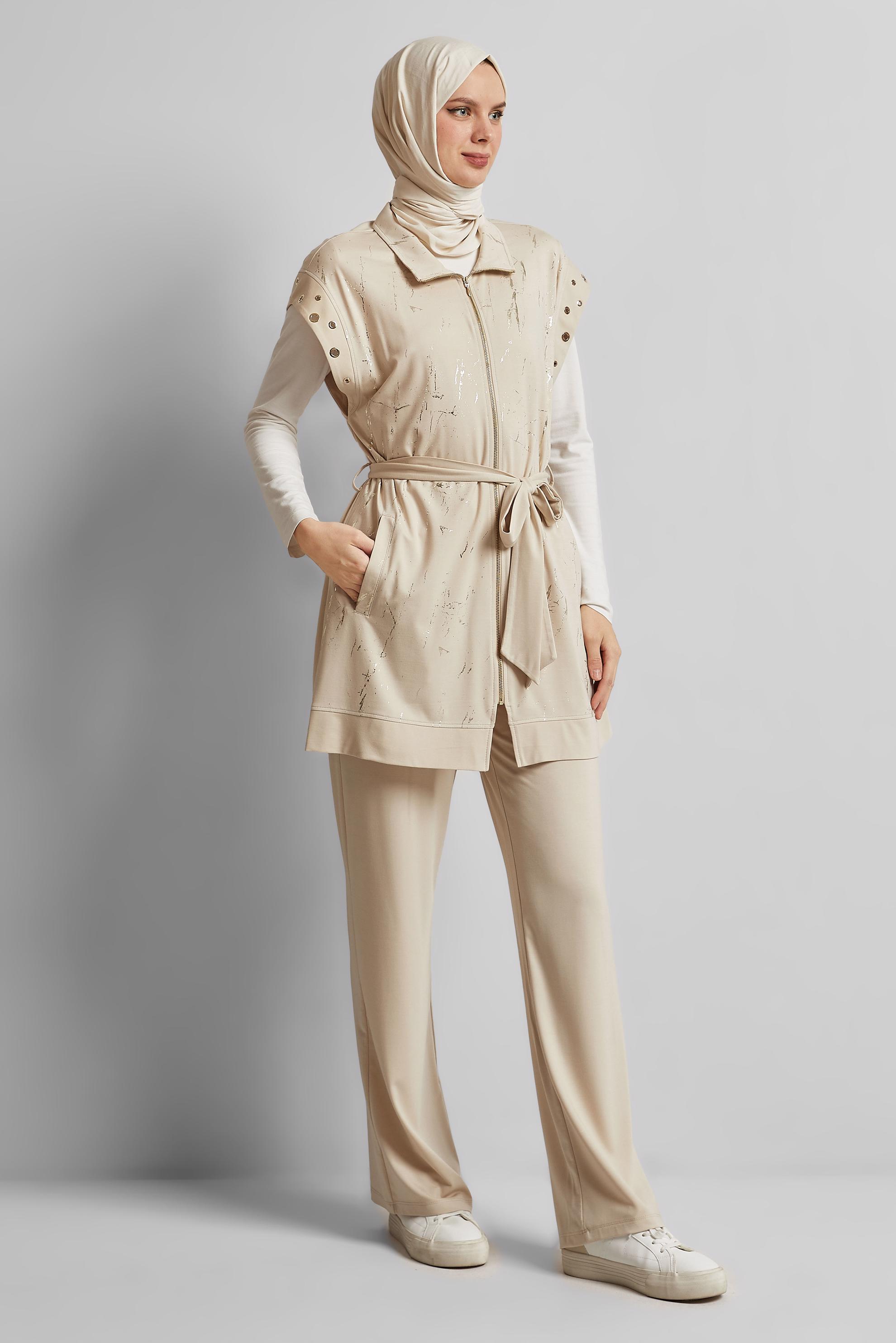 Vêtements hijab ÉCRUE ENSEMBLE DE SURVÊTEMENT CEINTURÉ 45573