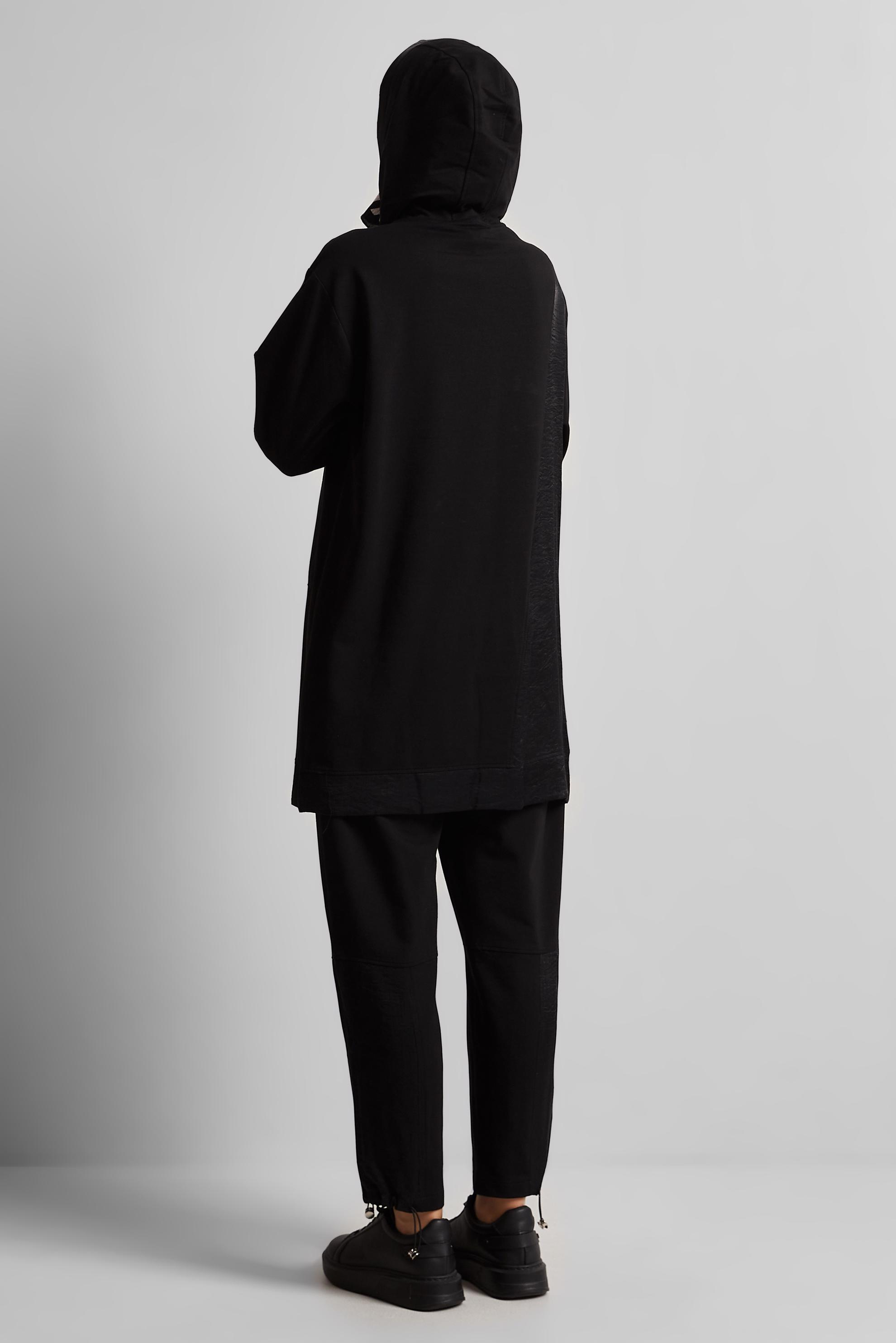 Tesettür giyim SİYAH KAPÜŞONLU PANTOLONLU EŞOFMAN TAKIM 45574