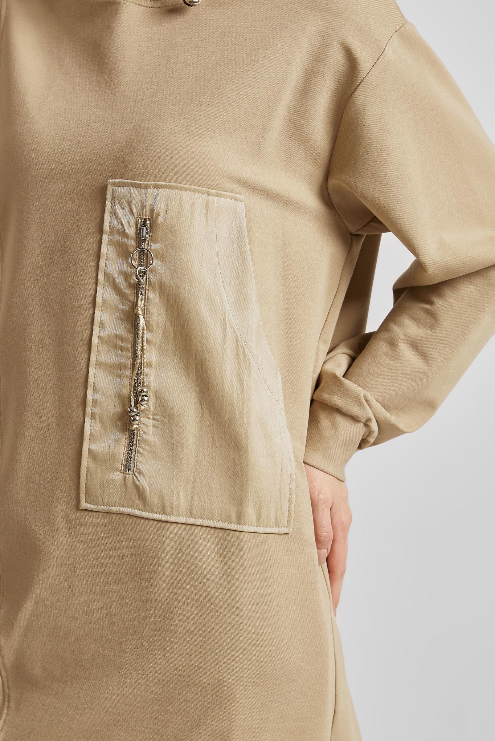 Tesettür giyim KUM KAPÜŞONLU PANTOLONLU EŞOFMAN TAKIM 45574