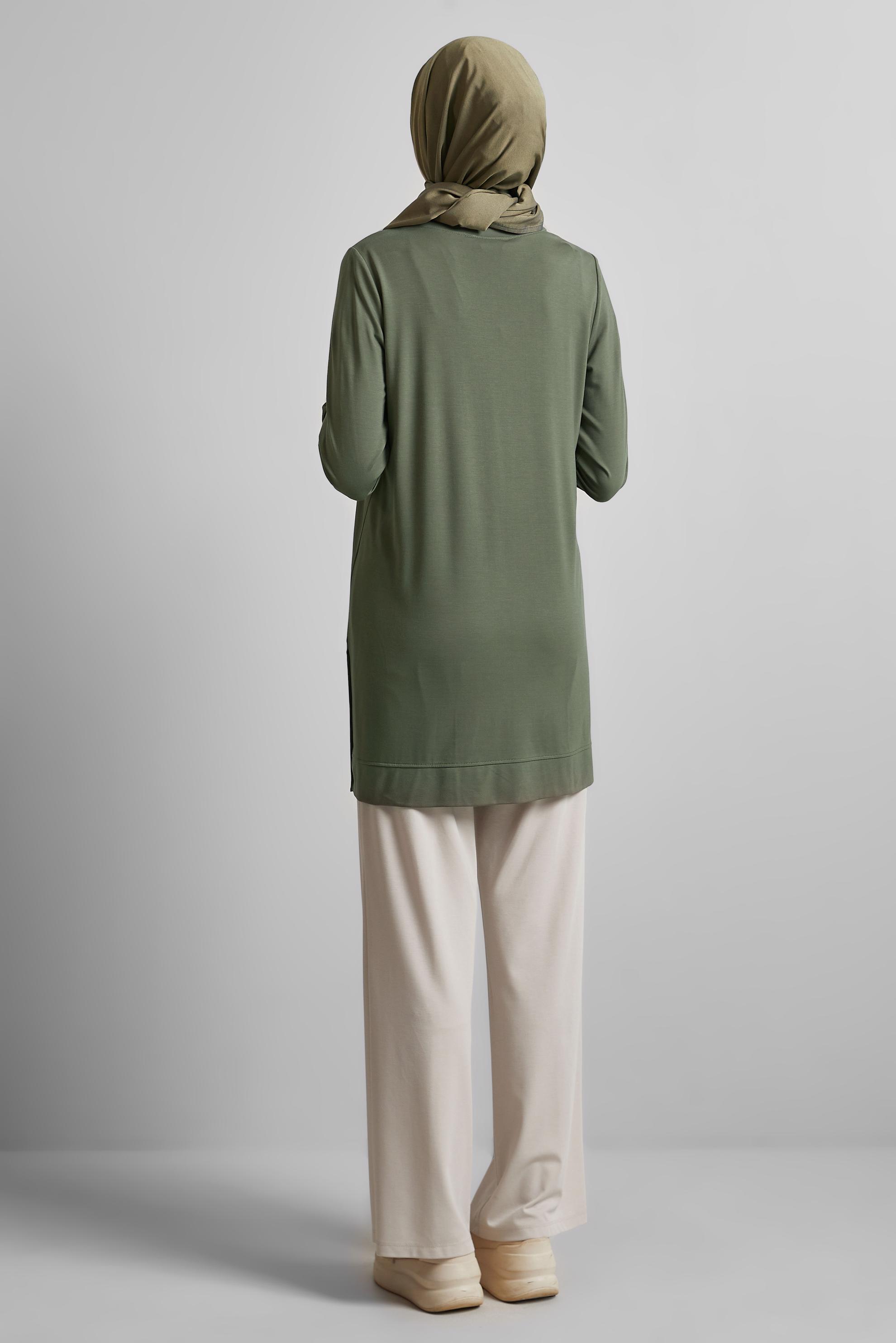 Vêtements hijab KAKI TUNIQUE DE SURVÊTEMENT IMPRIMÉE À SLOGAN 45603