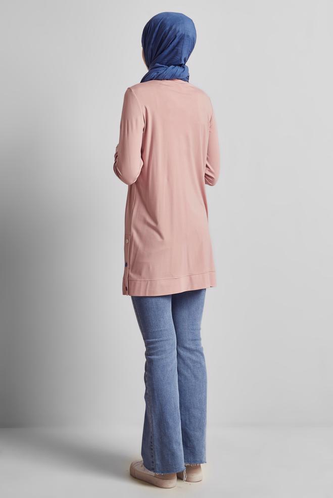 Vêtements hijab POUDRE TUNIQUE DE SURVÊTEMENT IMPRIMÉE À SLOGAN 45603 - ALVİNA