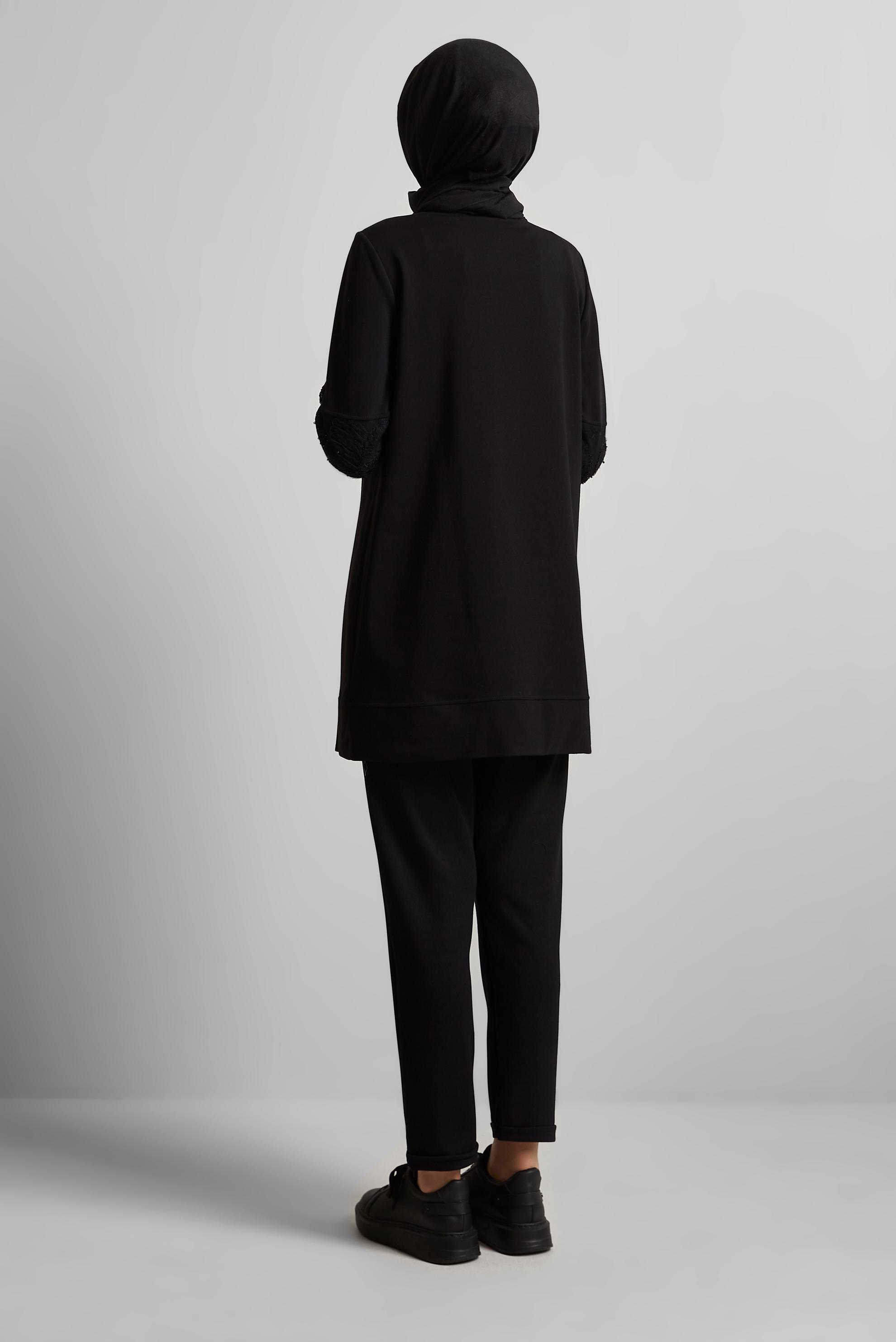 Vêtements hijab NOIR TUNIQUE DE SURVÊTEMENT EN COTON 45627