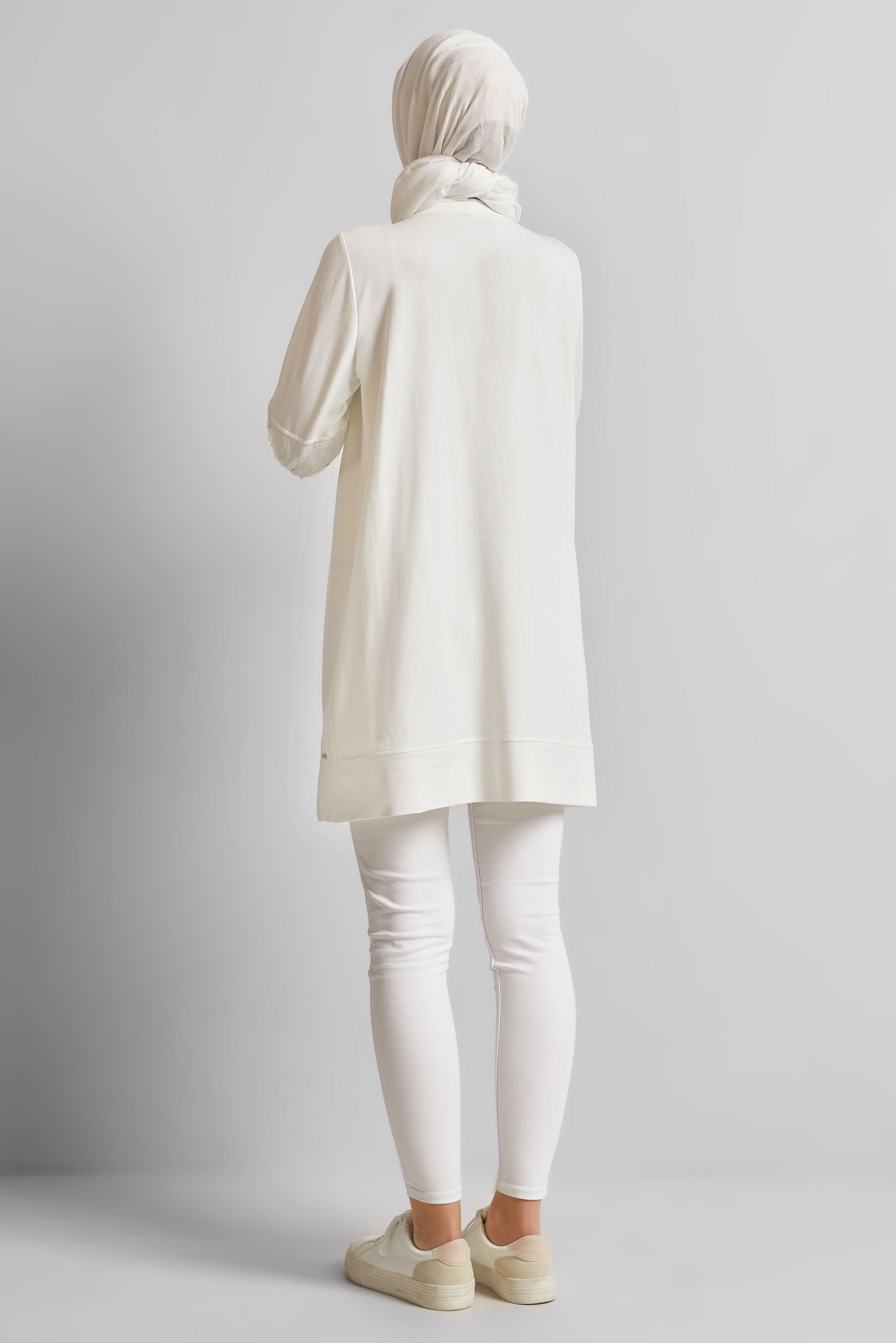 Tesettür giyim BEYAZ PAMUKLU EŞOFMAN TUNİK 45627