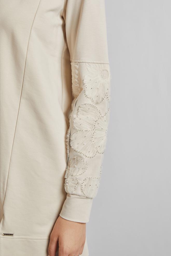 Hijab clothing BEIGE COTTON TRACKSUIT TUNIC 45627 - ALVİNA