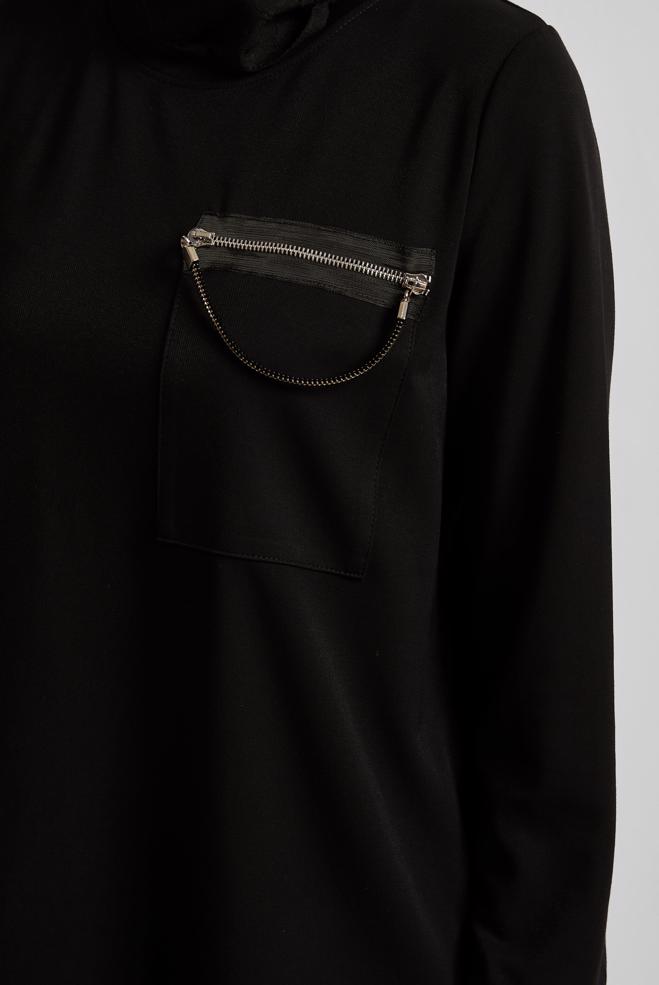 Hijab clothing BLACK CHAIN DETAILED TRACKSUIT TUNIC 45628 - ALVİNA