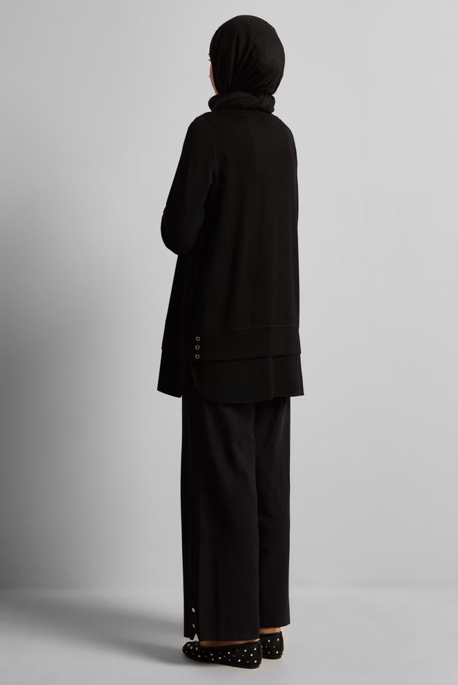 Hijab clothing BLACK CHAIN DETAILED TRACKSUIT TUNIC 45628 - ALVİNA