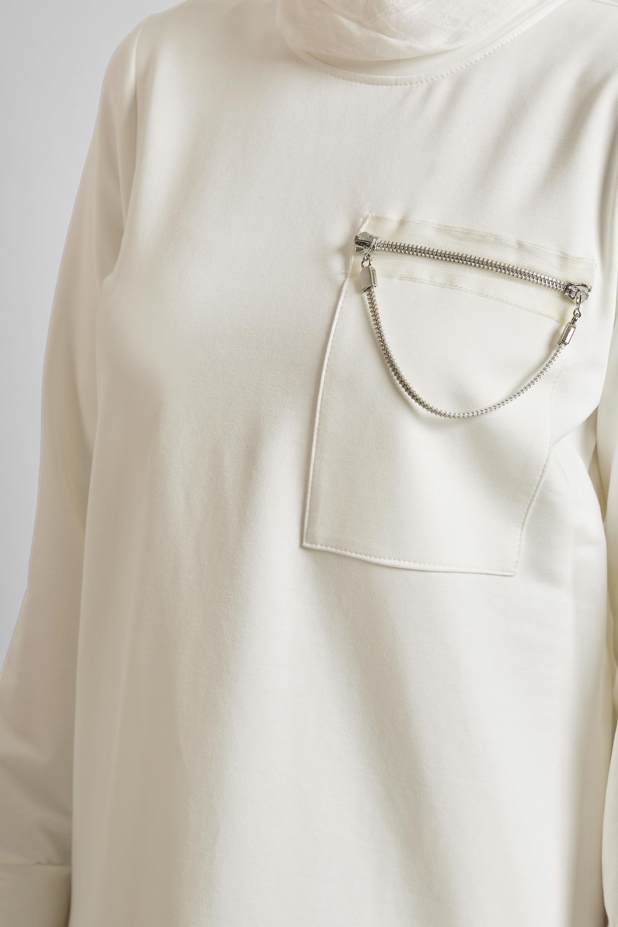 Vêtements hijab BLANC TUNIQUE DE SURVÊTEMENT DÉTAILLÉE DE CHAÎNE 45628