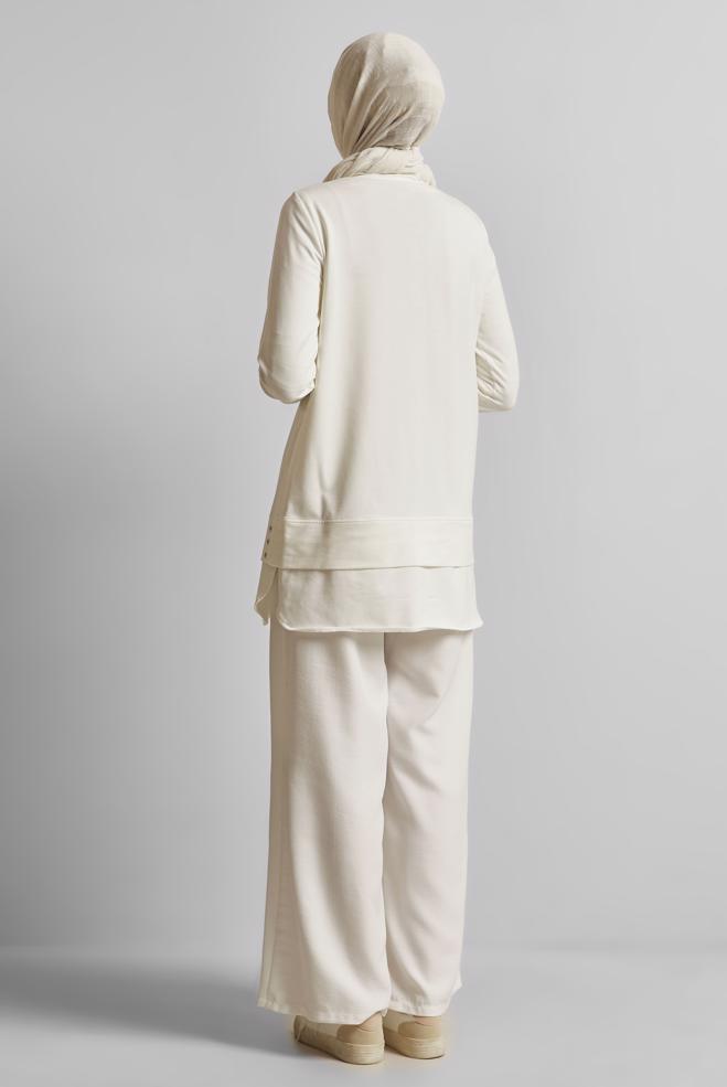 Hijab clothing WHITE CHAIN DETAILED TRACKSUIT TUNIC 45628 - ALVİNA