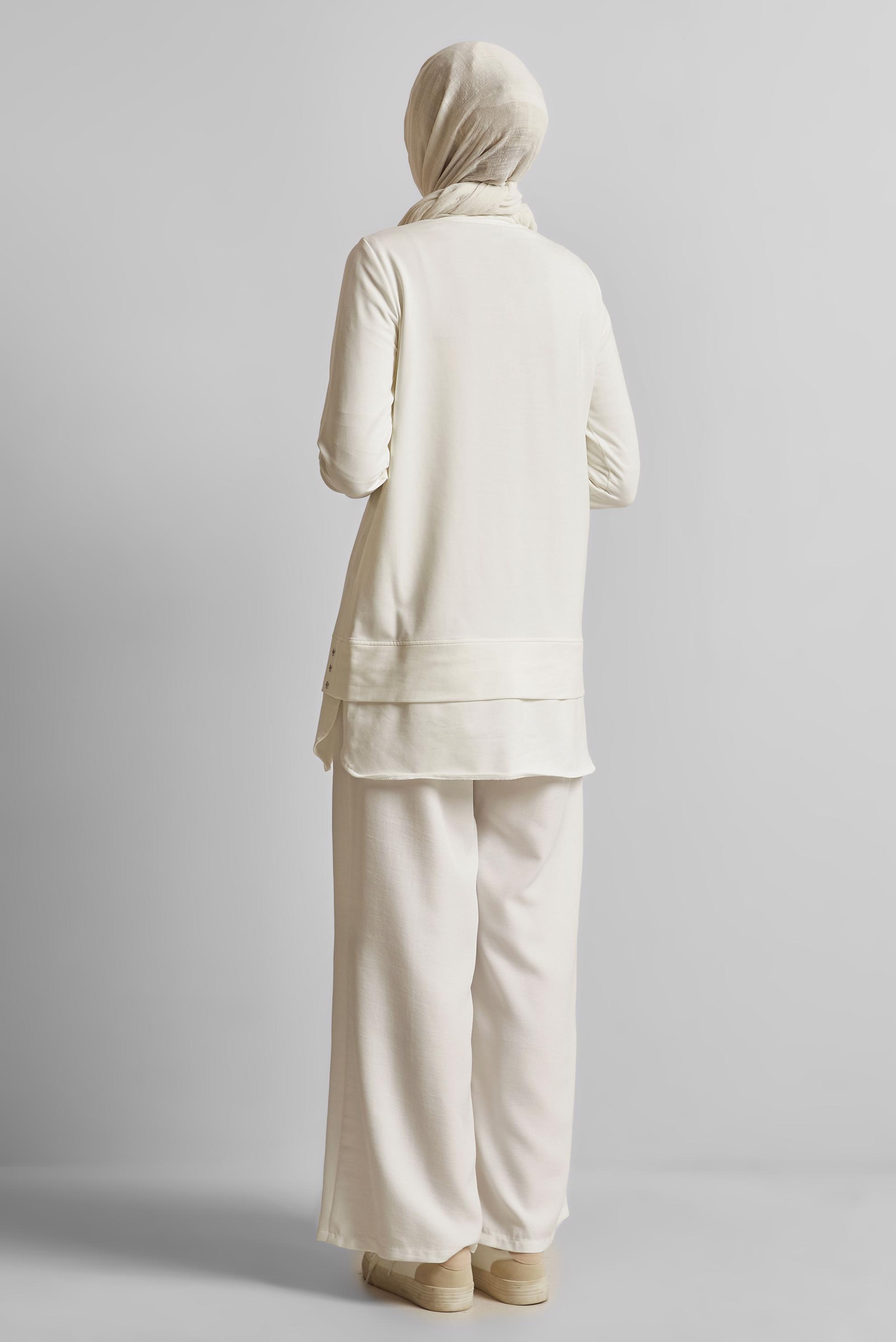 Vêtements hijab BLANC TUNIQUE DE SURVÊTEMENT DÉTAILLÉE DE CHAÎNE 45628