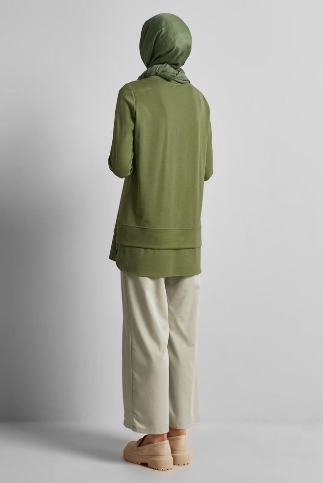 Hijab clothing GREEN CHAIN DETAILED TRACKSUIT TUNIC 45628 - ALVİNA