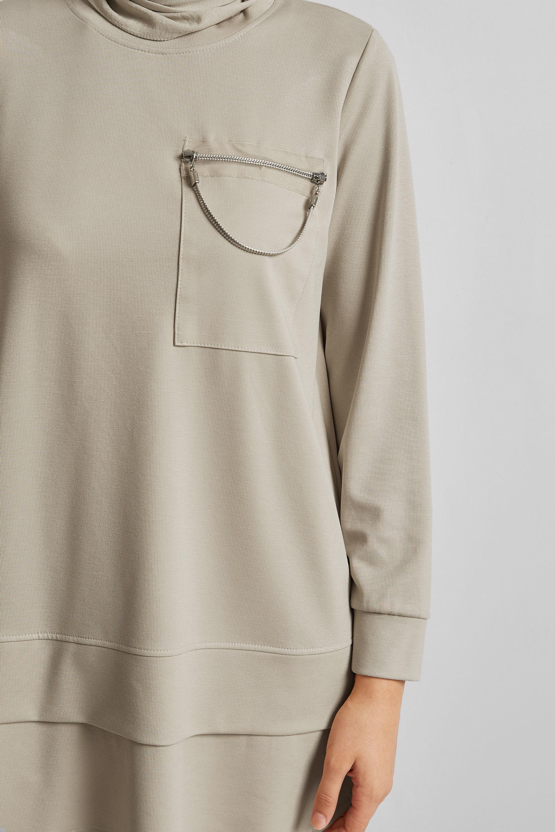 Vêtements hijab BEIGE TUNIQUE DE SURVÊTEMENT DÉTAILLÉE DE CHAÎNE 45628