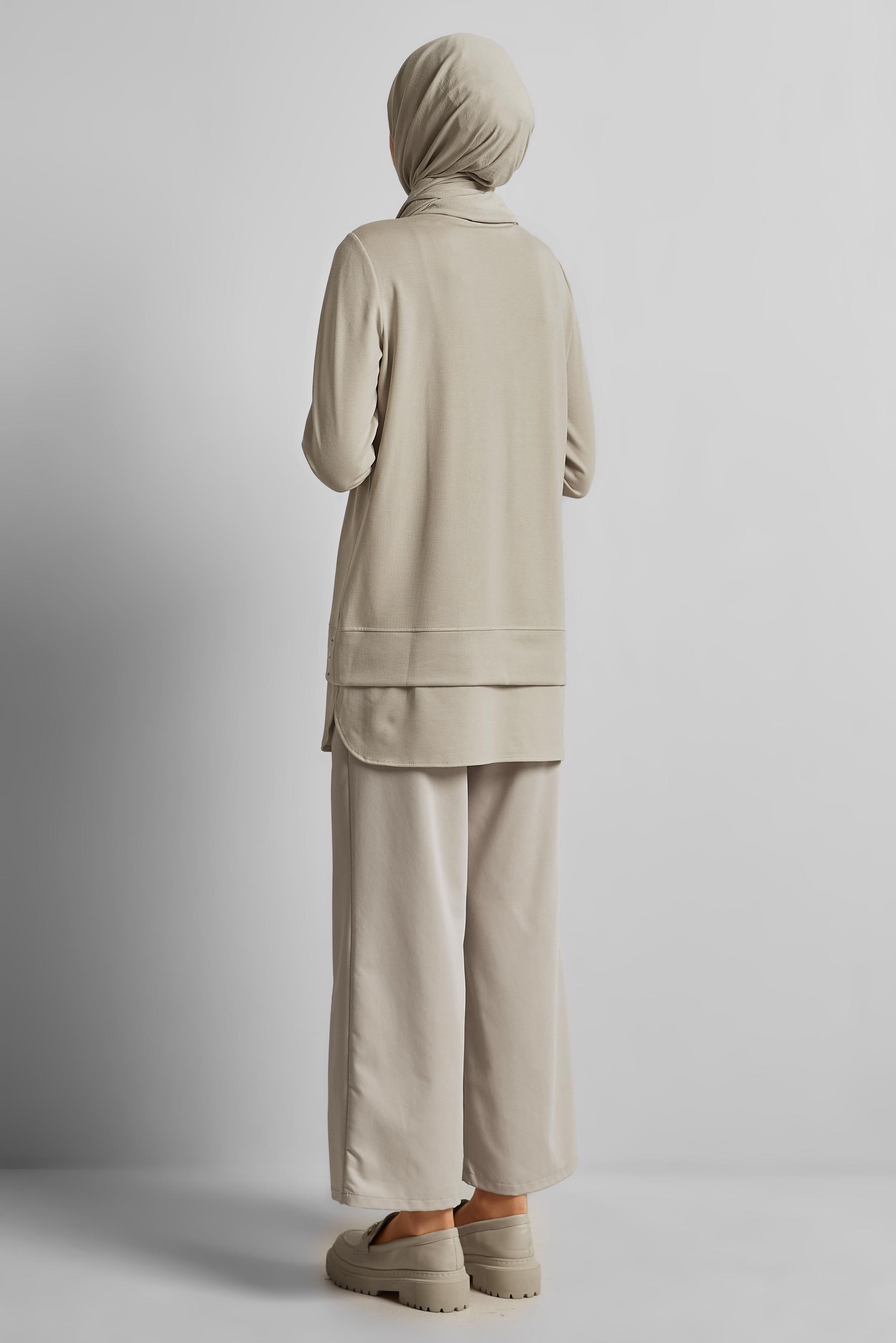 Vêtements hijab BEIGE TUNIQUE DE SURVÊTEMENT DÉTAILLÉE DE CHAÎNE 45628