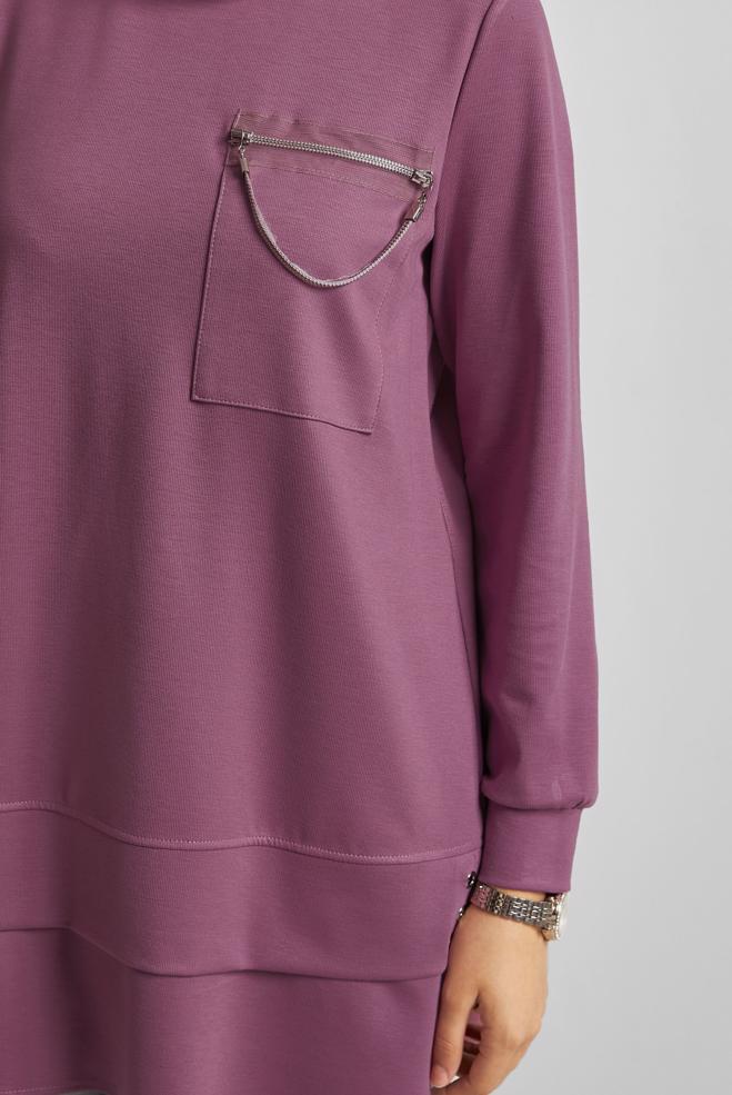 Hijab clothing PINK CHAIN DETAILED TRACKSUIT TUNIC 45628 - ALVİNA