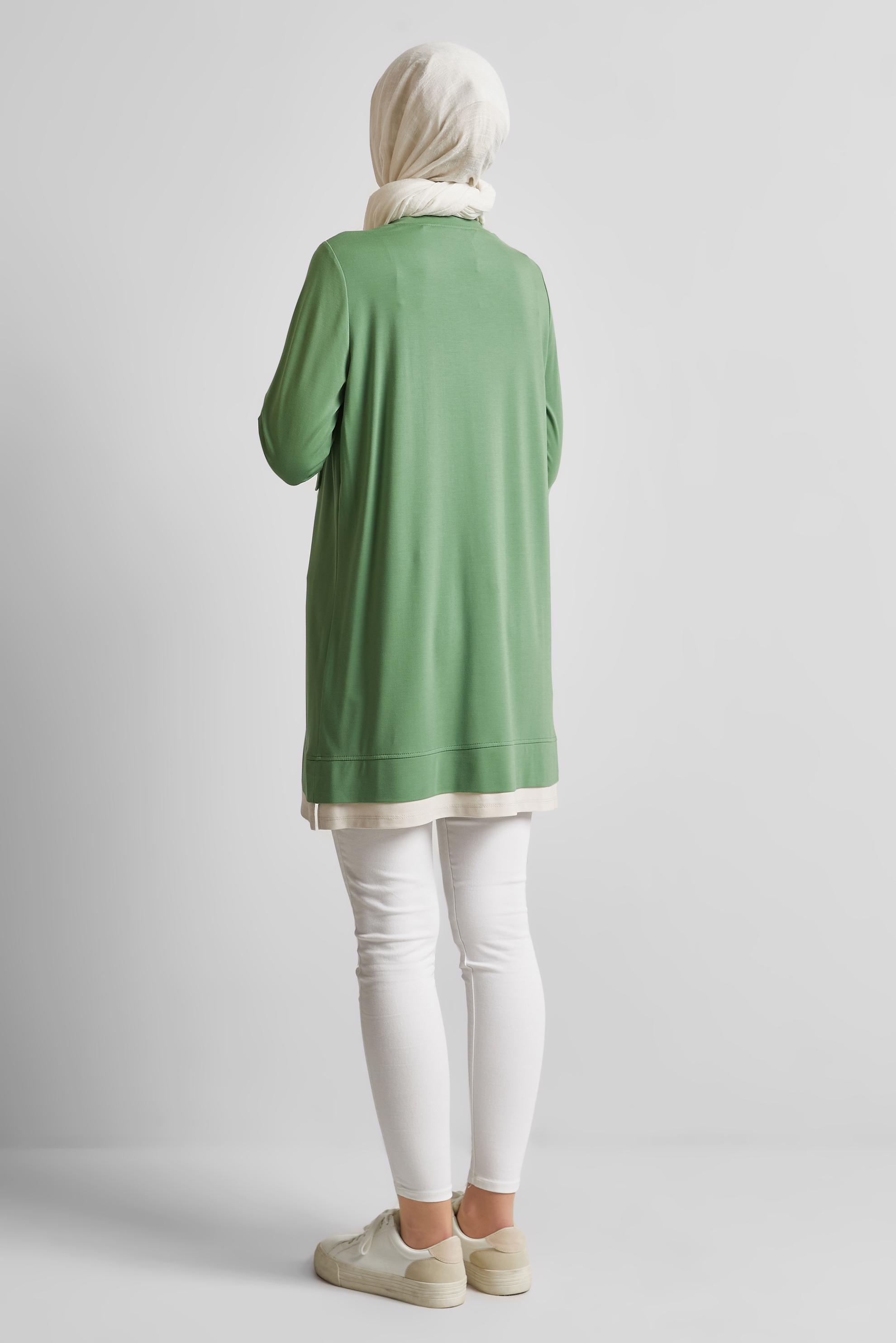 Tesettür giyim YEŞİL CEPLİ EŞOFMAN TUNİK 45629