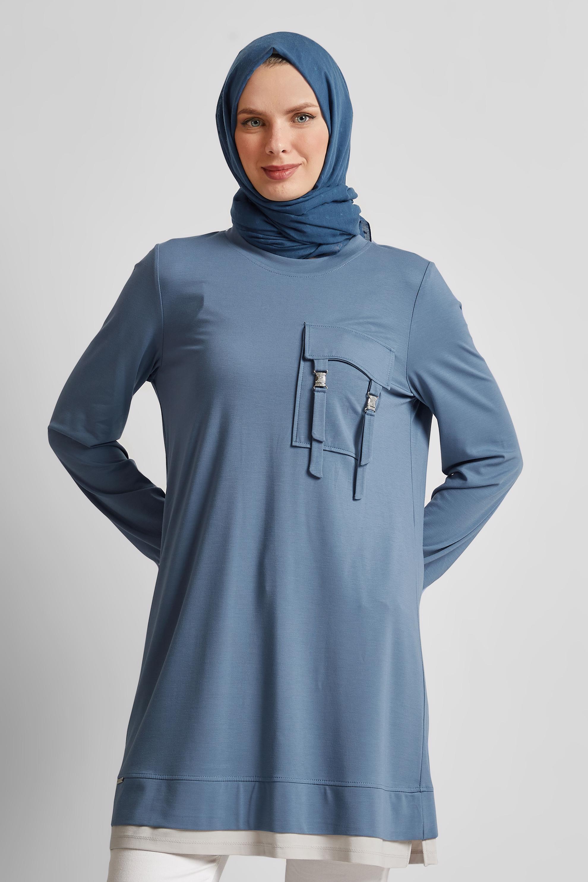 Tesettür giyim LACİVERT CEPLİ EŞOFMAN TUNİK 45629