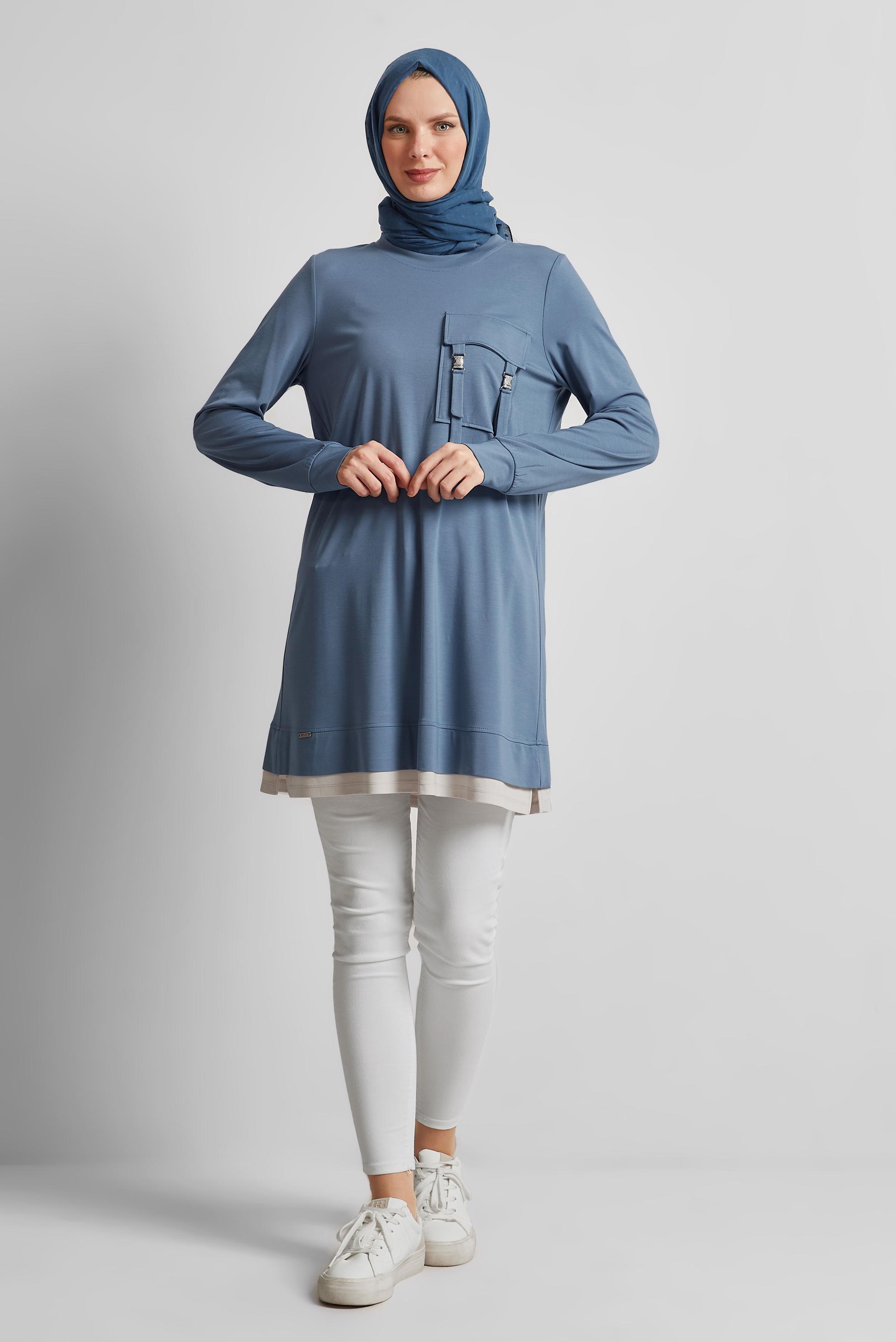 Tesettür giyim LACİVERT CEPLİ EŞOFMAN TUNİK 45629