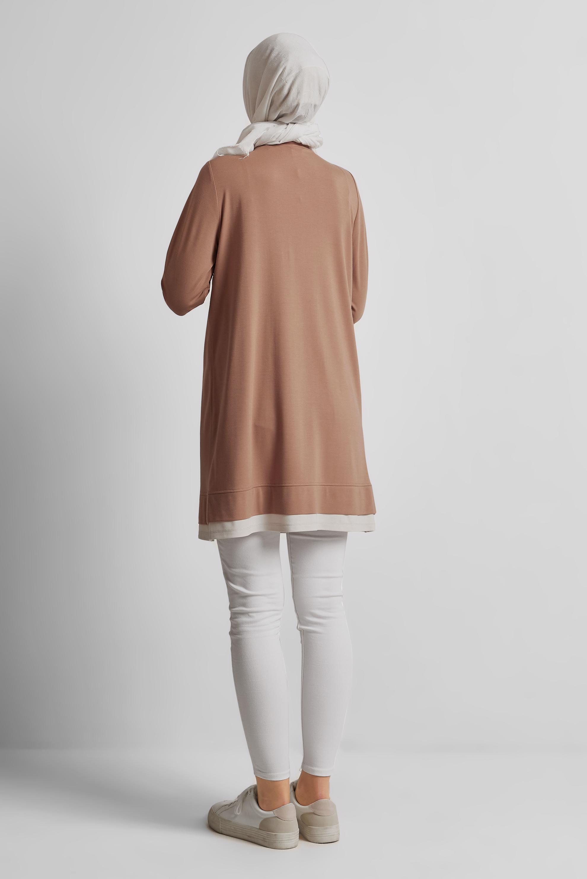 Tesettür giyim KAHVE CEPLİ EŞOFMAN TUNİK 45629