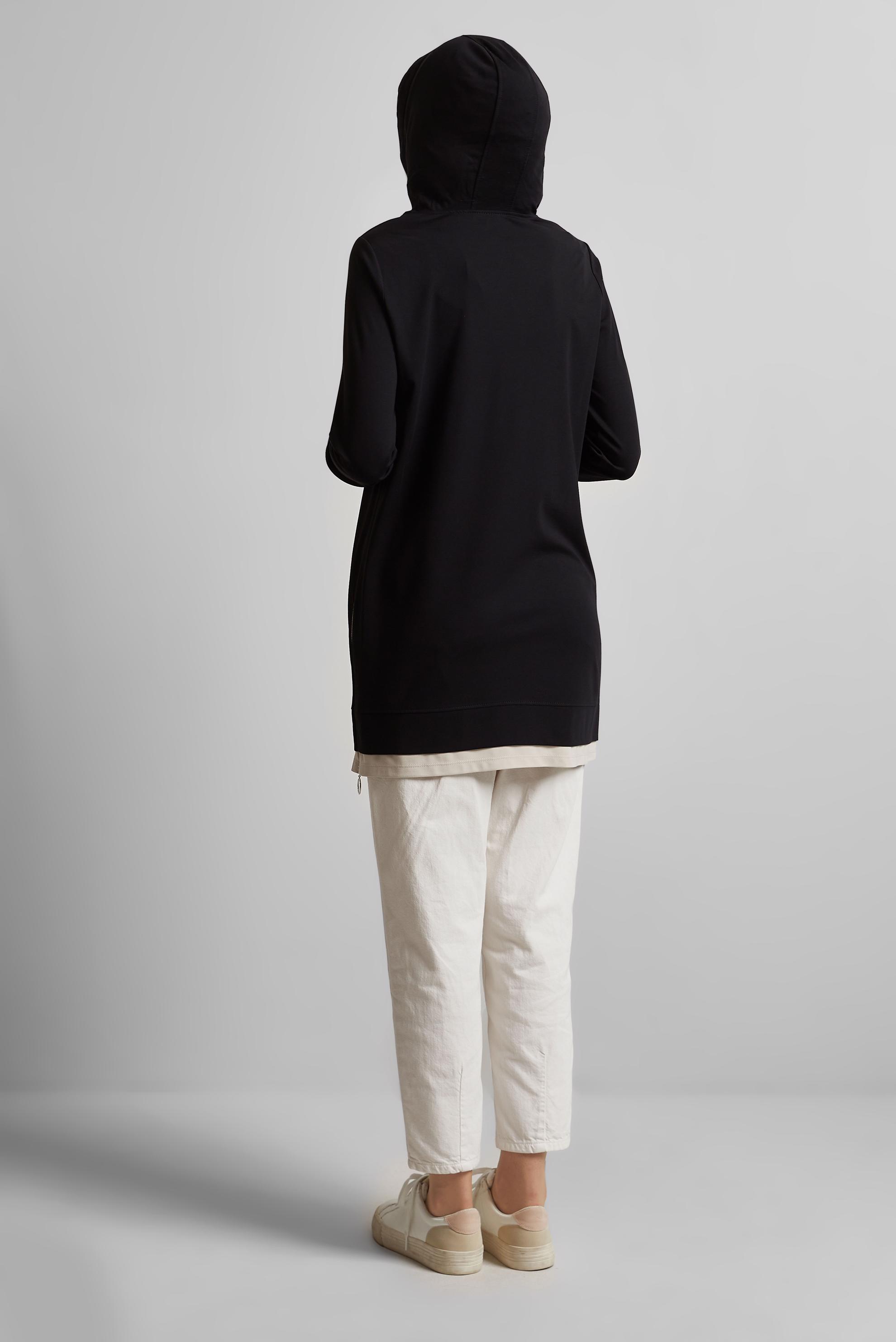 Tesettür giyim SİYAH KAPÜŞONLU EŞOFMAN TUNİK 45630