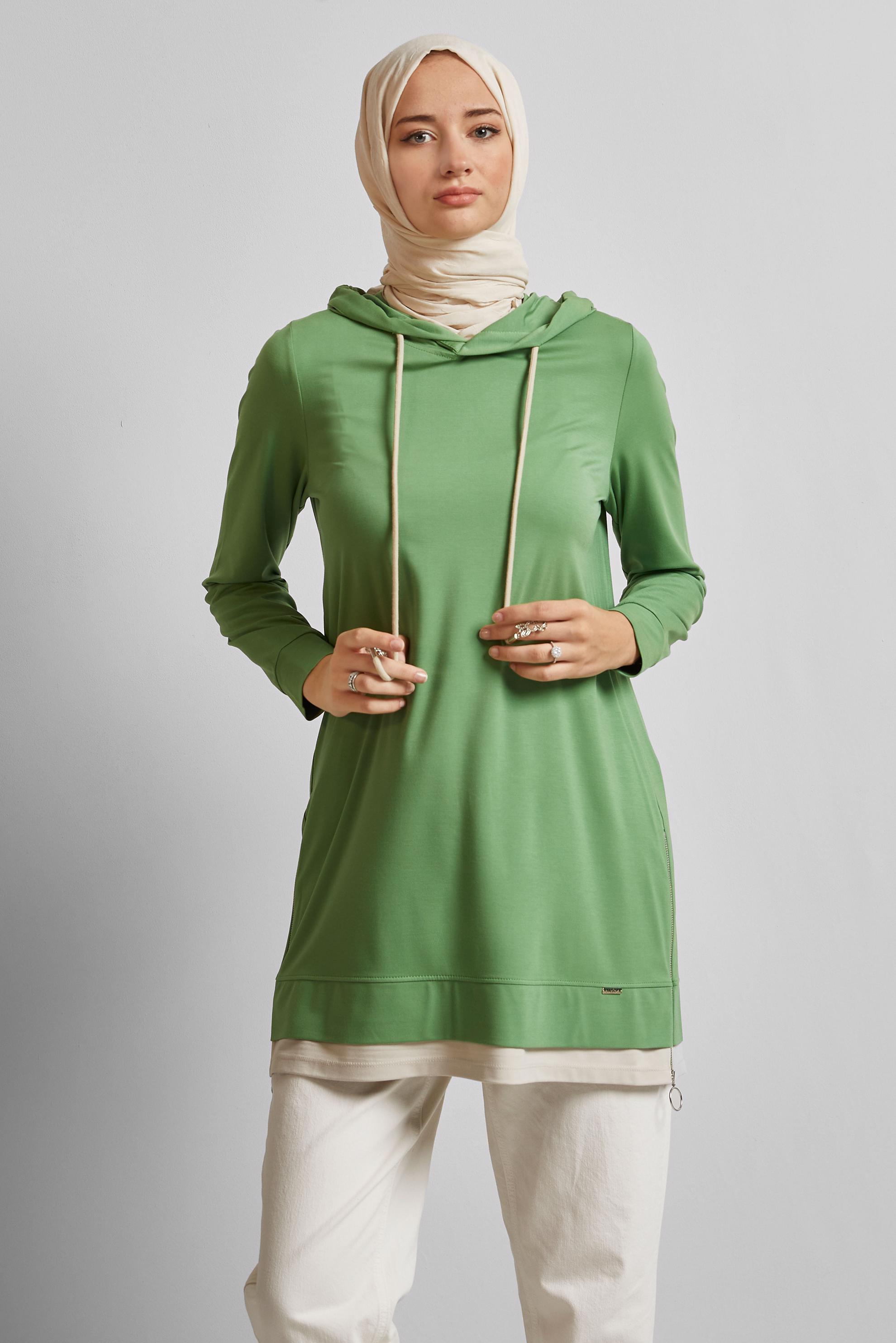 Hijab clothing GREEN HOODED TRACKSUIT TUNIC 45630