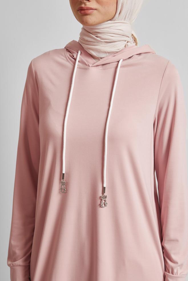 Hijab clothing POWDER HOODED TRACKSUIT TUNIC 45630 - ALVİNA
