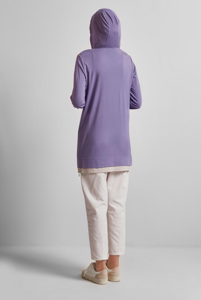 Hijab clothing PURPLE HOODED TRACKSUIT TUNIC 45630 - ALVİNA