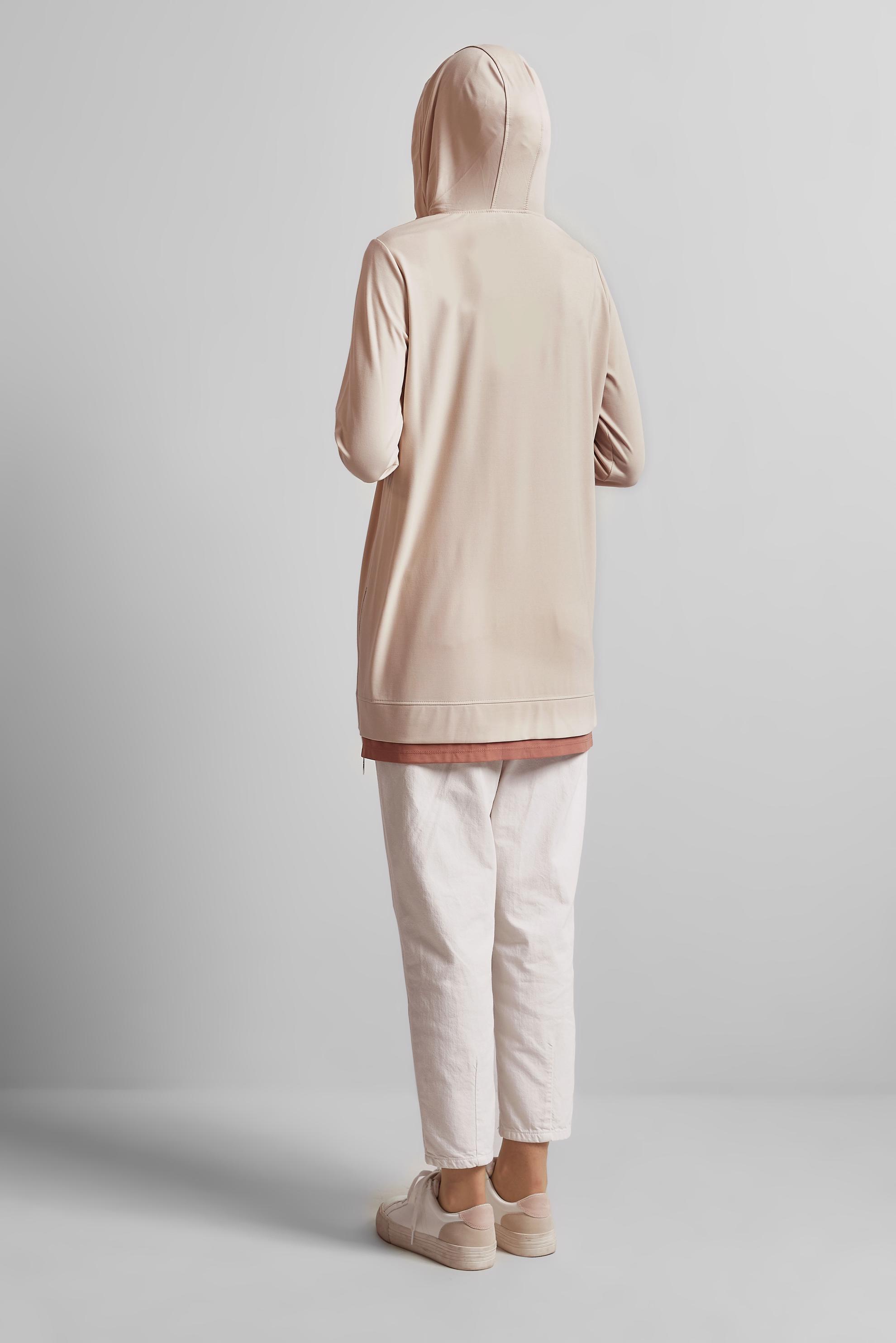 Tesettür giyim EKRU KAPÜŞONLU EŞOFMAN TUNİK 45630
