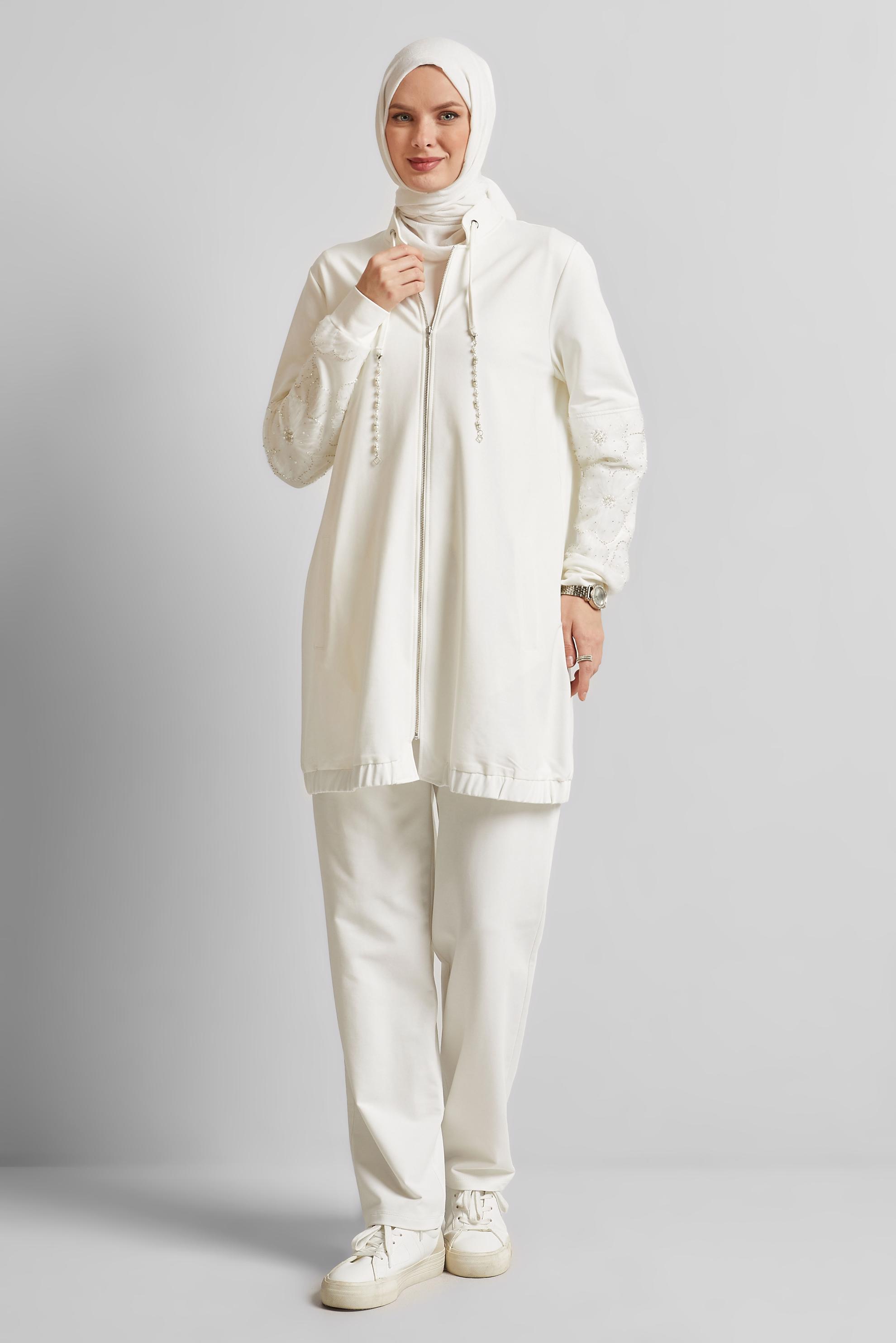 Vêtements hijab BLANC ENSEMBLE SURVÊTEMENT ZIPPÉ 45631