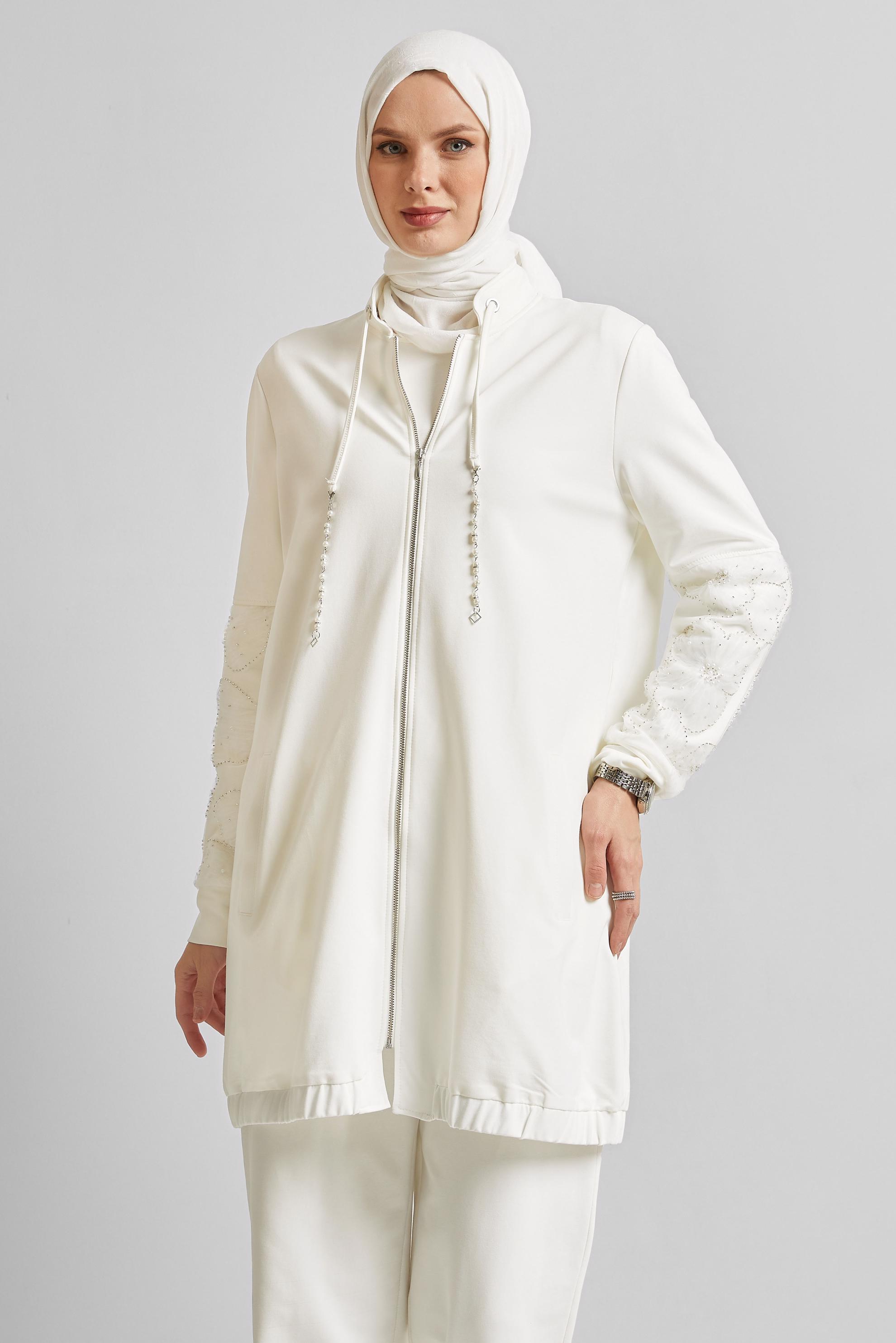 Vêtements hijab BLANC ENSEMBLE SURVÊTEMENT ZIPPÉ 45631