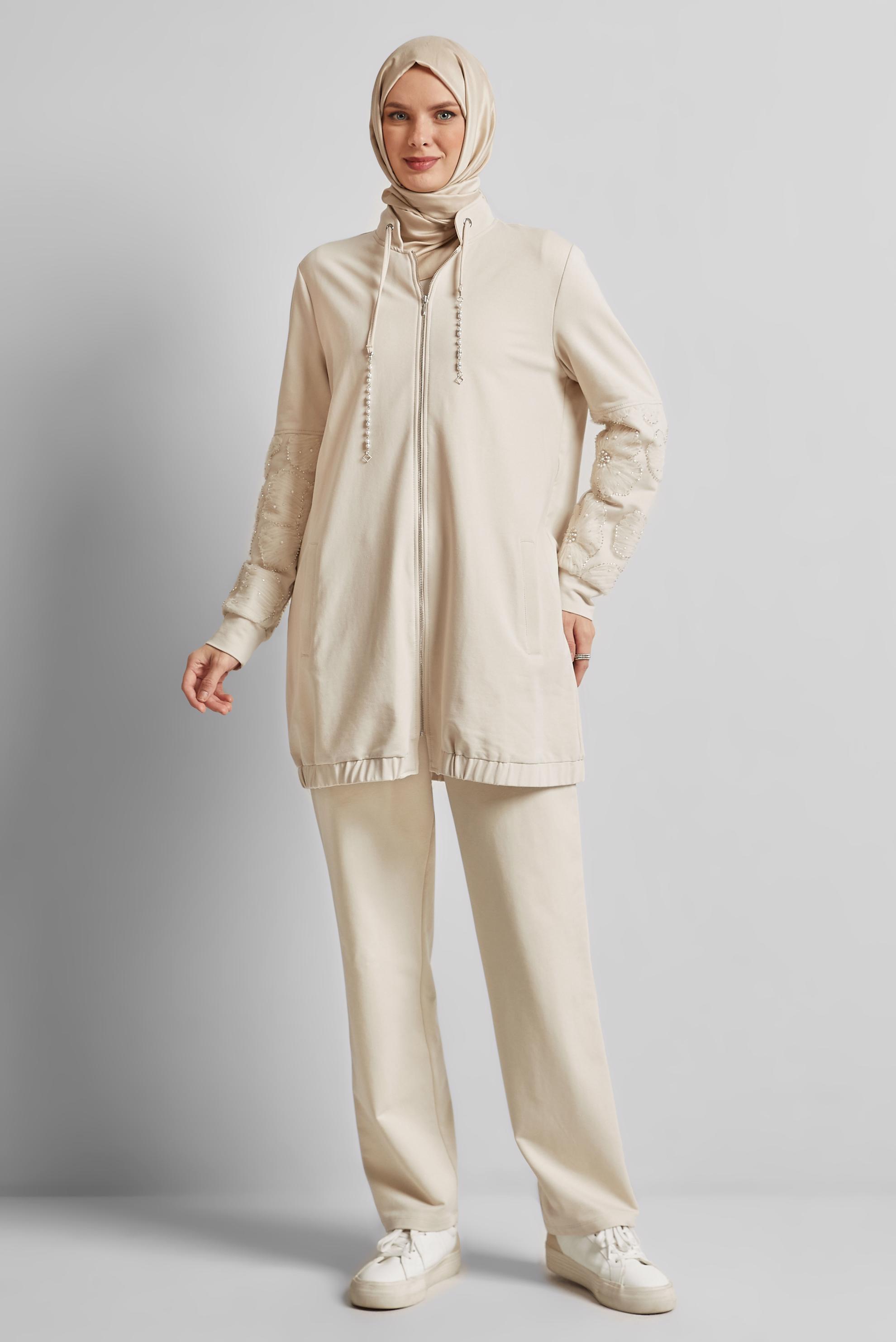Vêtements hijab BEIGE ENSEMBLE SURVÊTEMENT ZIPPÉ 45631