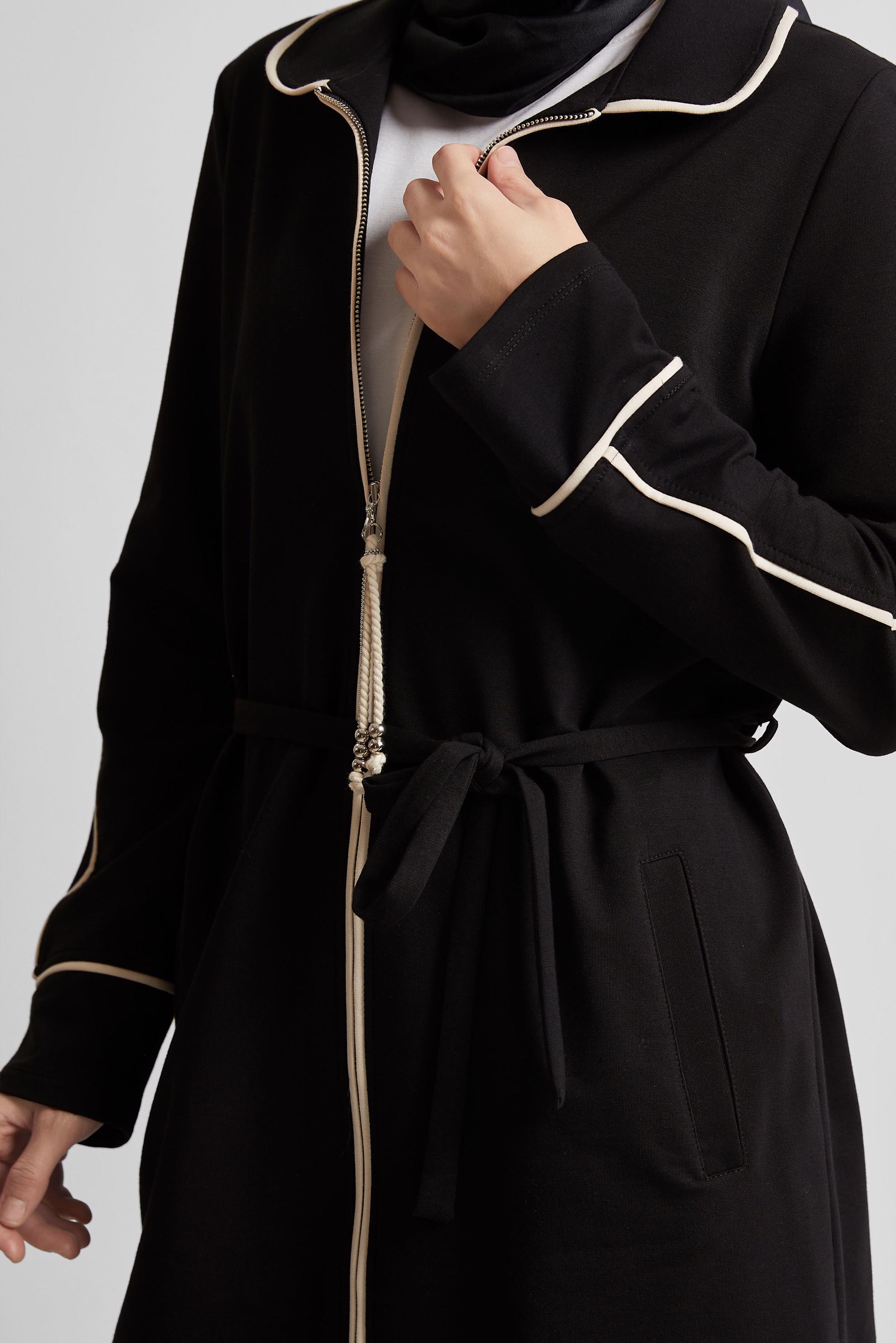 Tesettür giyim SİYAH KUŞAKLI PANTOLONLU EŞOFMAN TAKIM 45632