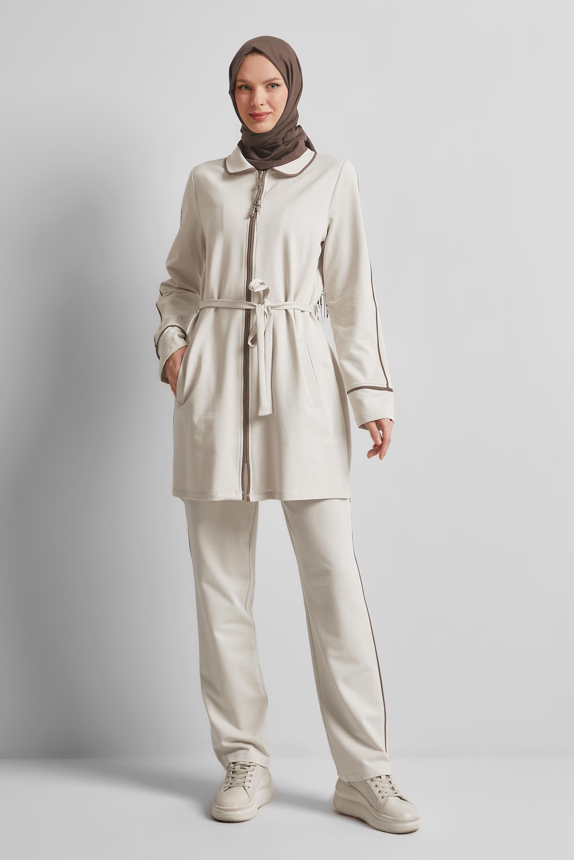 Vêtements hijab BEIGE ENSEMBLE DE SURVÊTEMENT CEINTURÉ 45632