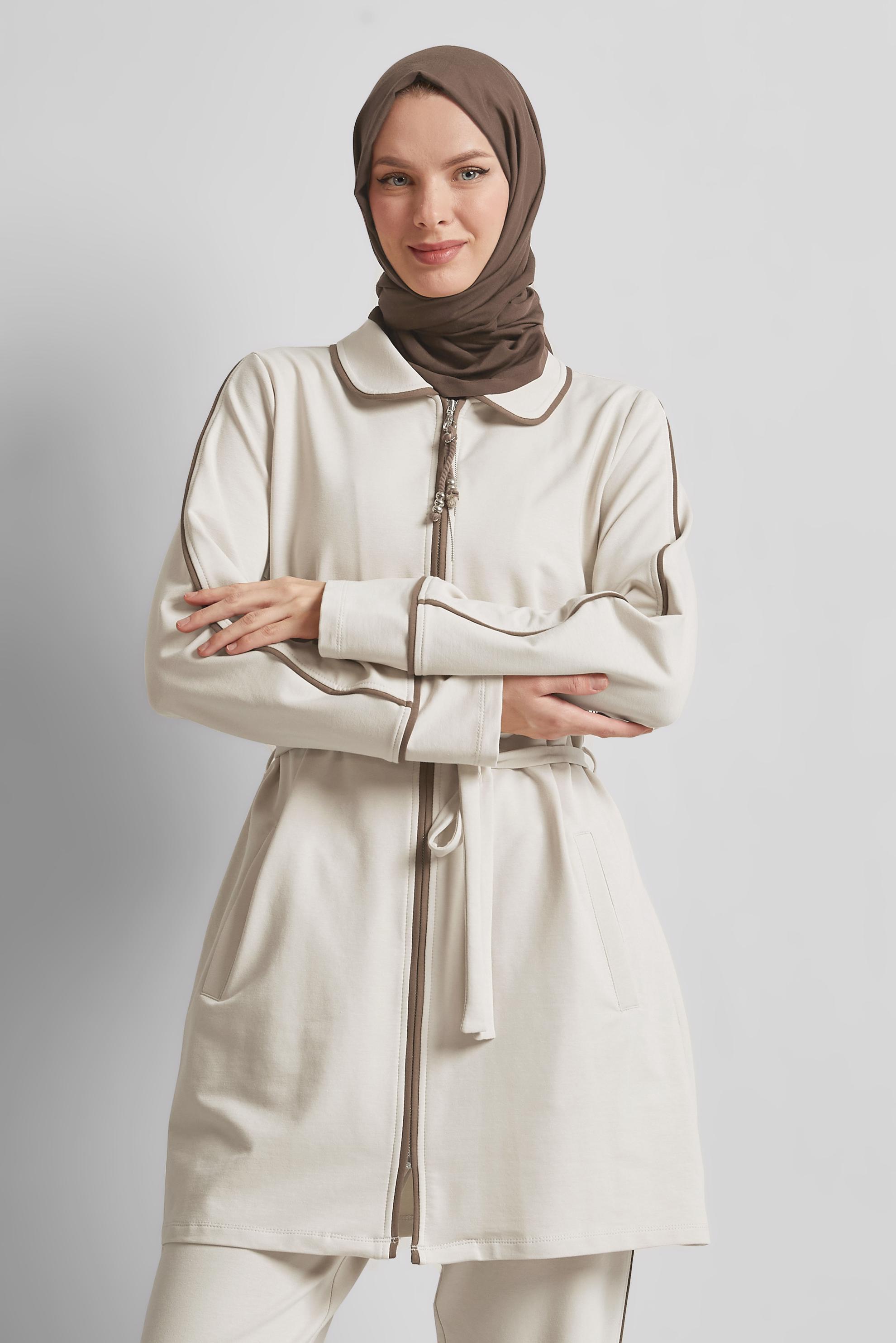 Vêtements hijab BEIGE ENSEMBLE DE SURVÊTEMENT CEINTURÉ 45632