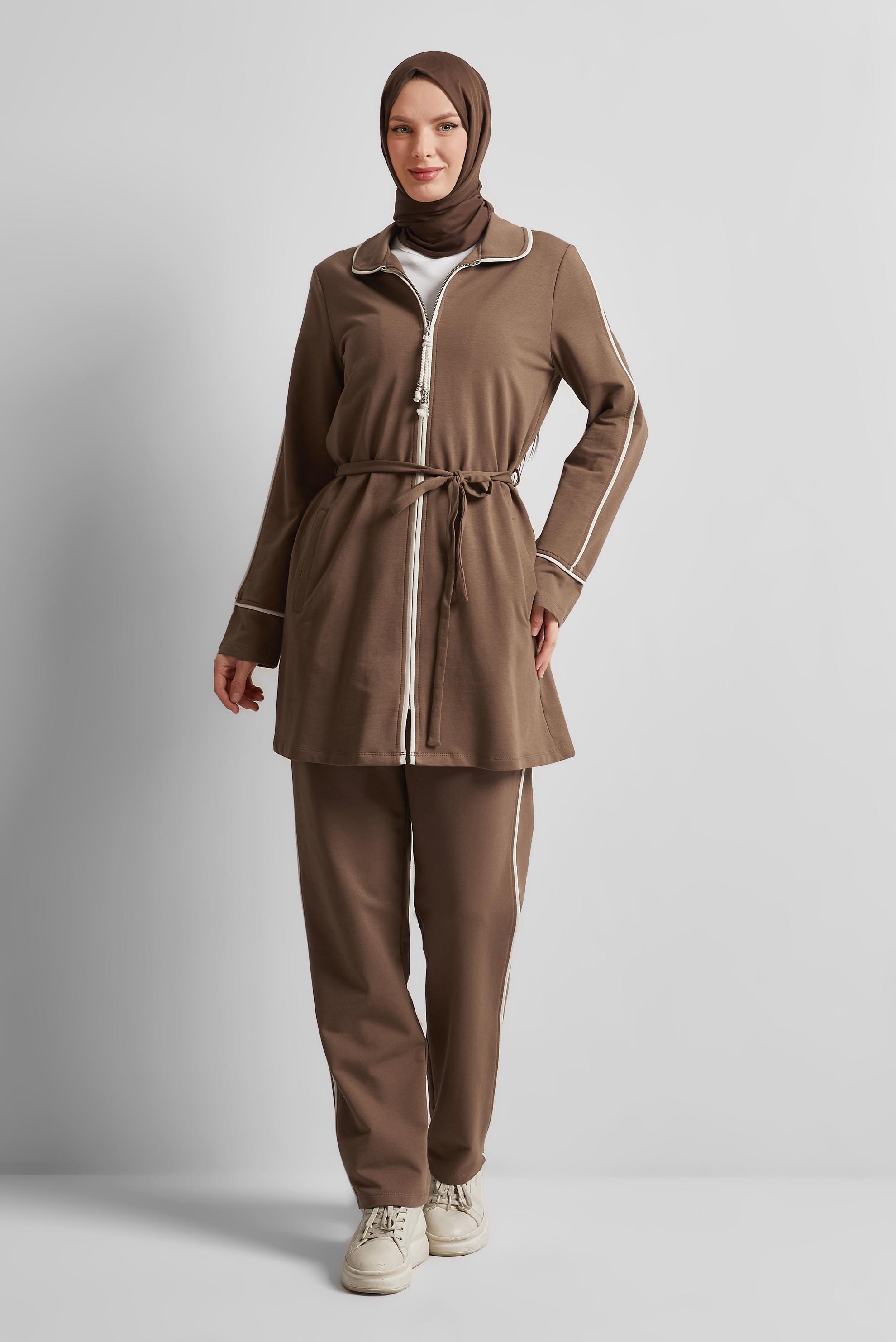 Vêtements hijab BRUN ENSEMBLE DE SURVÊTEMENT CEINTURÉ 45632