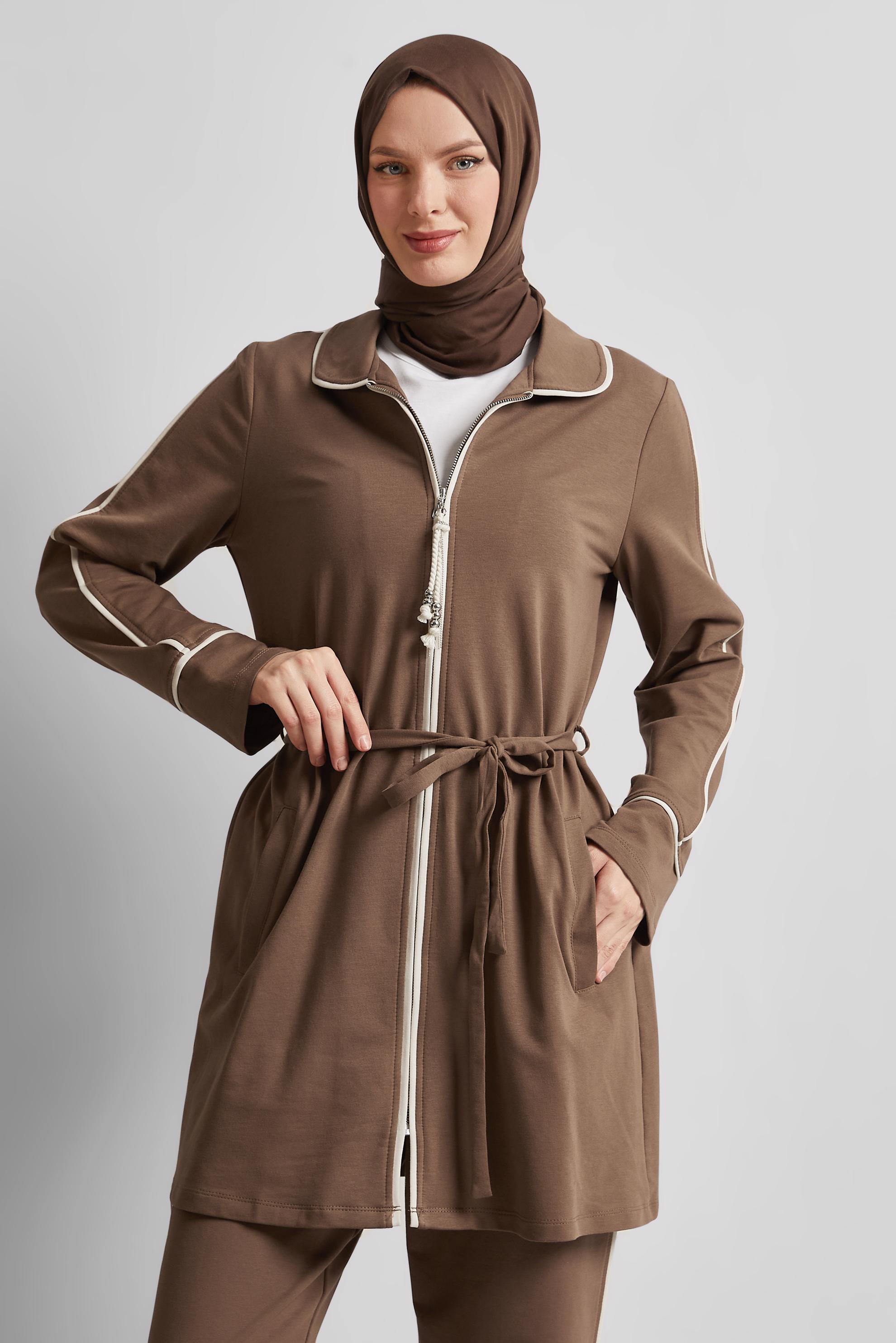 Vêtements hijab BRUN ENSEMBLE DE SURVÊTEMENT CEINTURÉ 45632