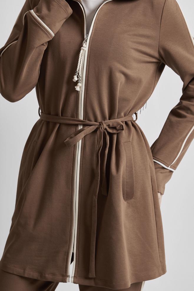Vêtements hijab BRUN ENSEMBLE DE SURVÊTEMENT CEINTURÉ 45632 - ALVİNA