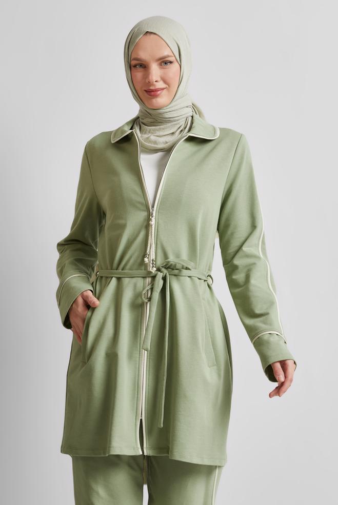 Vêtements hijab VERT ENSEMBLE DE SURVÊTEMENT CEINTURÉ 45632 - ALVİNA