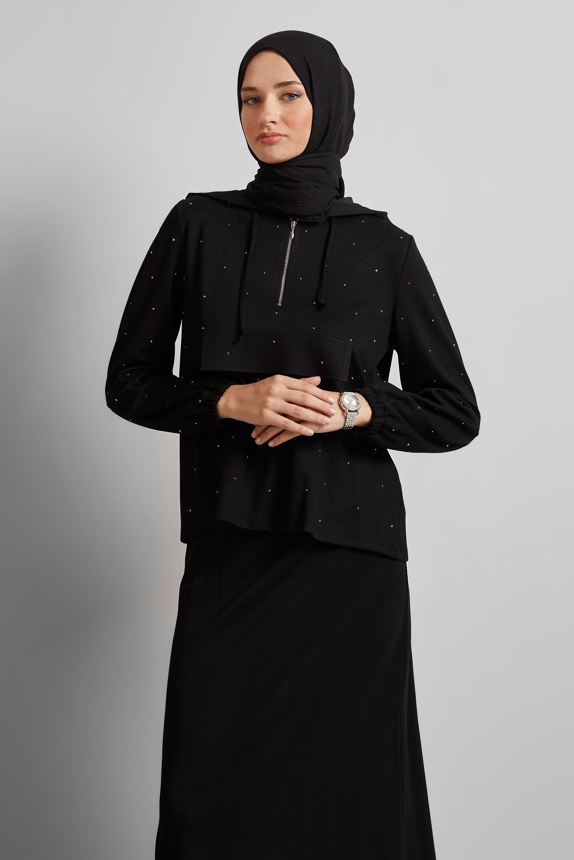 Vêtements hijab NOIR ENSEMBLE JUPE DE SURVÊTEMENT 45633