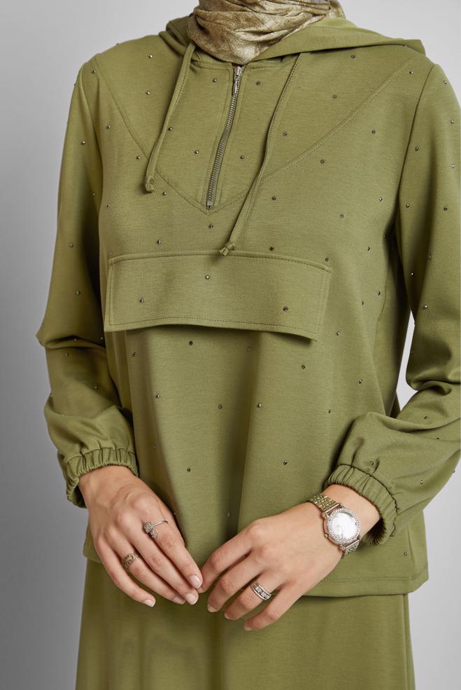 Vêtements hijab VERT ENSEMBLE JUPE DE SURVÊTEMENT 45633 - ALVİNA