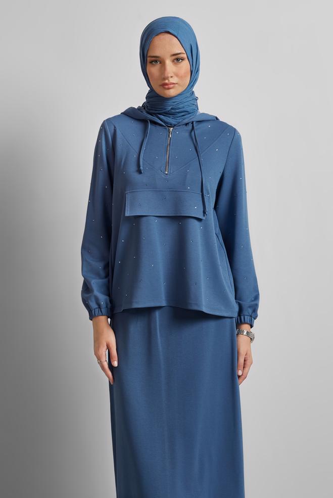 Vêtements hijab BLEU MARINE ENSEMBLE JUPE DE SURVÊTEMENT 45633 - ALVİNA