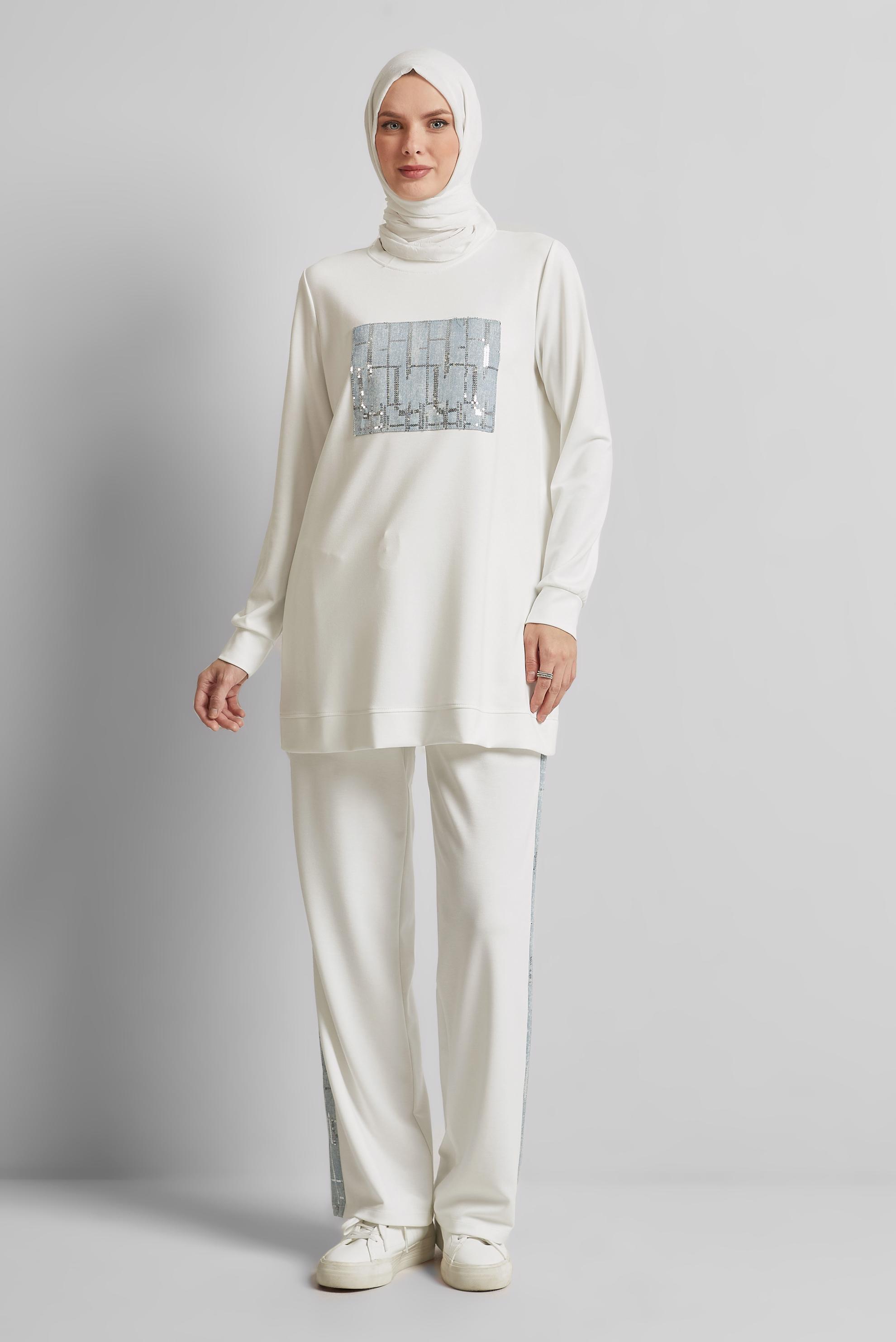 Tesettür giyim BEYAZ PANTOLONLU EŞOFMAN TAKIM 45663