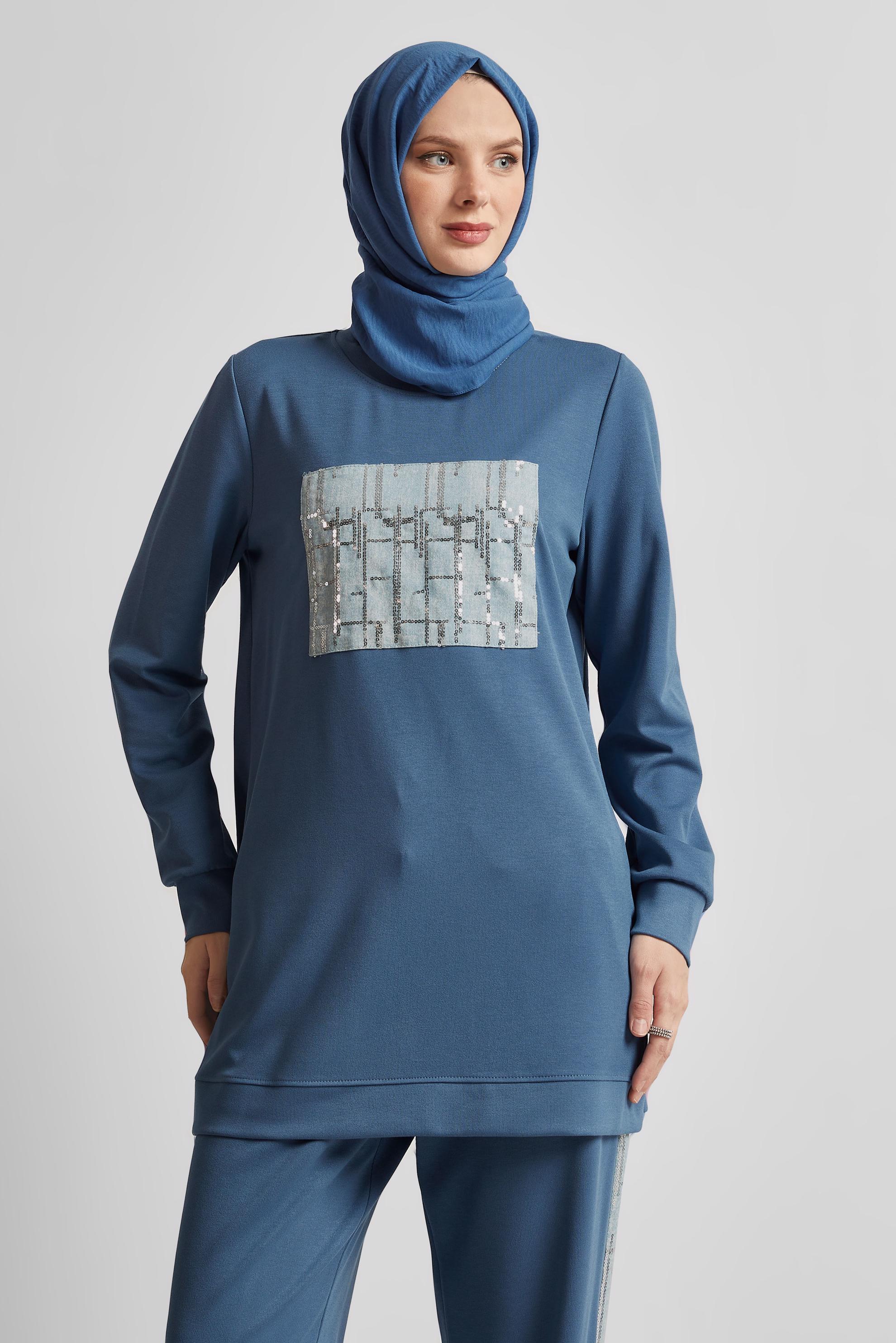 Tesettür giyim LACİVERT PANTOLONLU EŞOFMAN TAKIM 45663